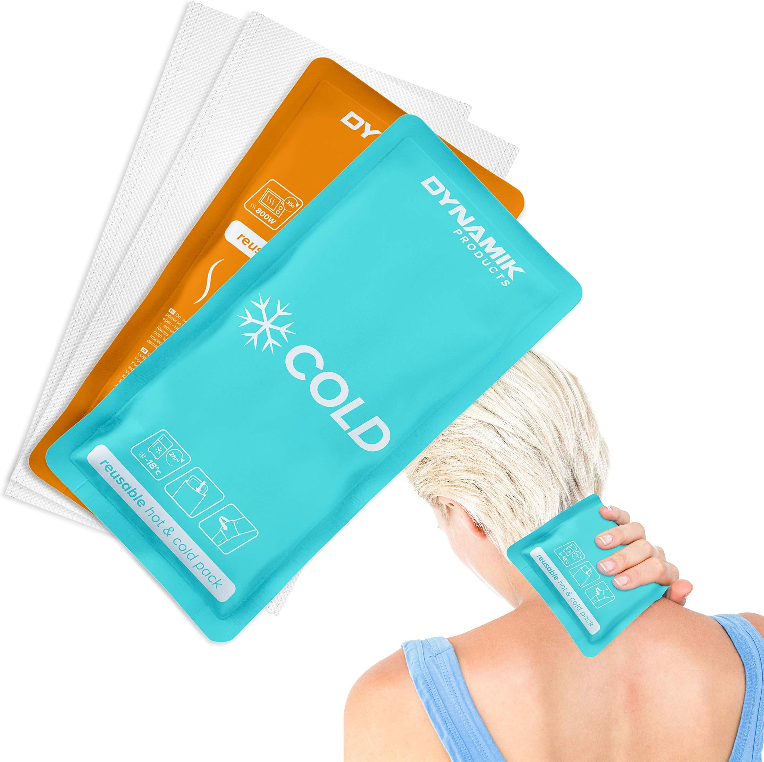 Dynamik Products - Premium Twinpack Ice Packs for Sports Injuries Reusable Hot Cold Gel Pack - 27 x 14cm - Ankle, Elbow, Neck, Knee Ice Pack First Aid