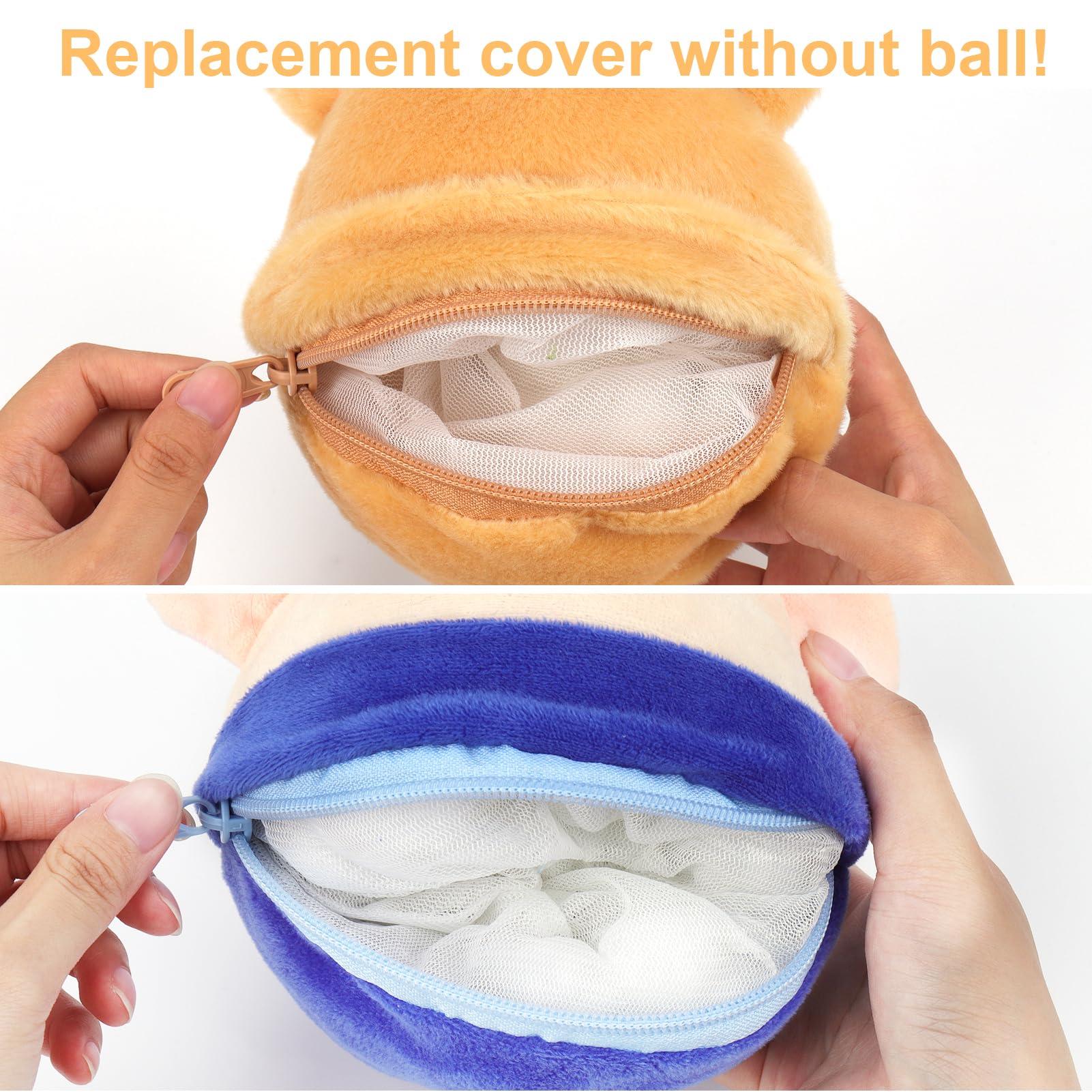 Mity Rain Cubierta interactiva para Pelota de Perro, Fundas de Repuesto Solo para Pelota de Rebote (Cerdo Azul + hámster)