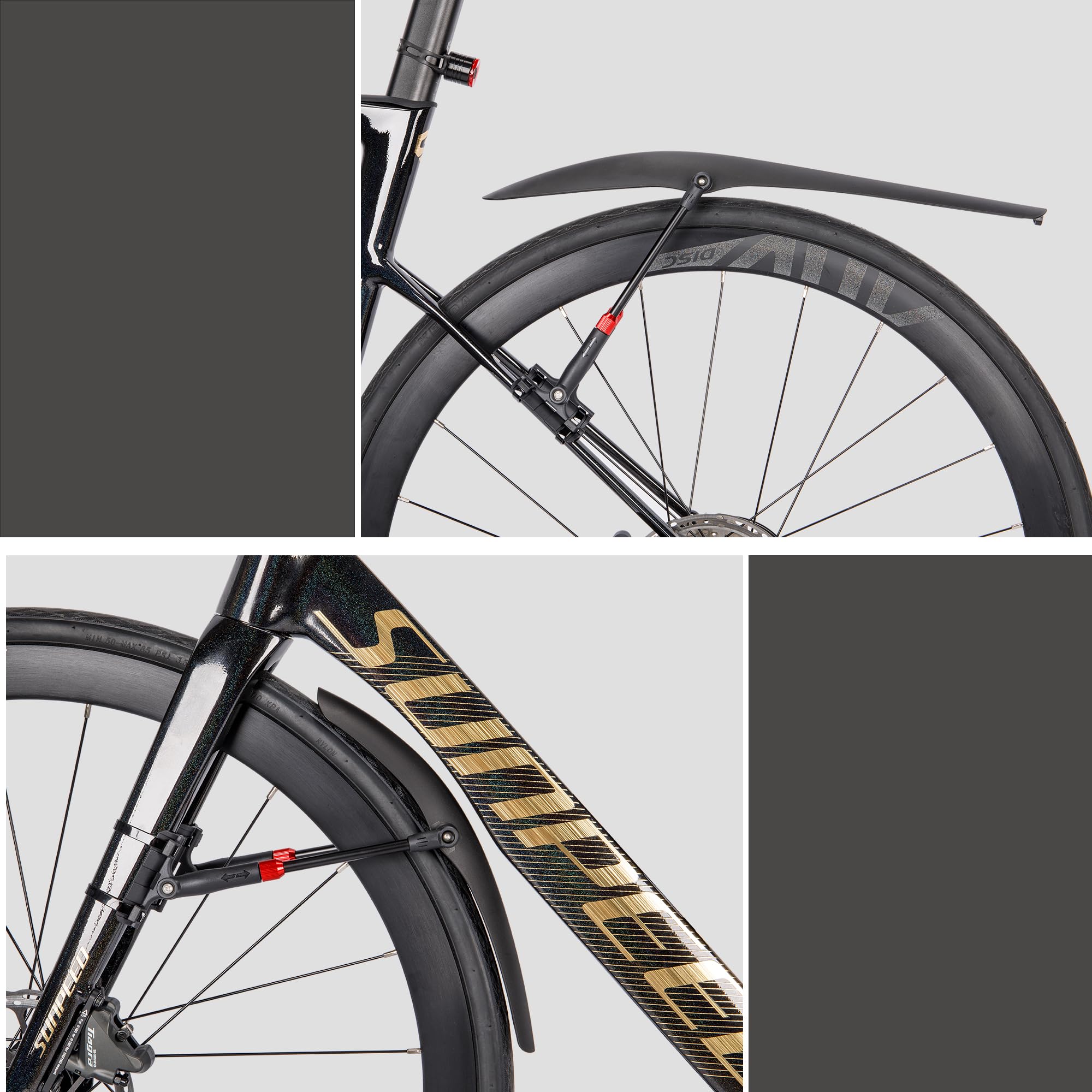 Set di parafanghi per bicicletta, universale, rapido smontaggio della bicicletta, in plastica ad alte prestazioni, per protezione da spruzzi d'acqua da 24 – 29 pollici