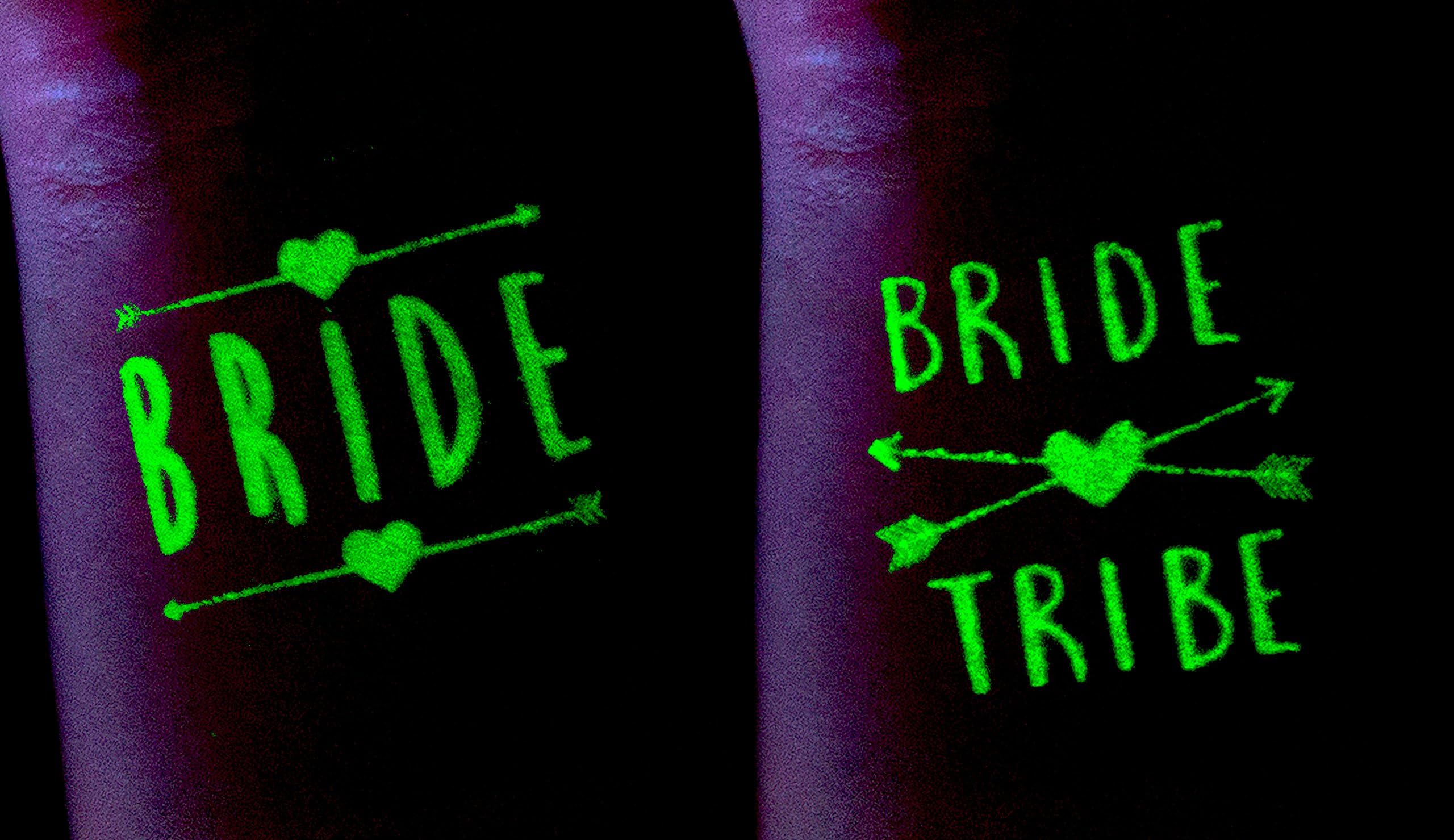 ASUSA Bachelorette Party Tattoos – 16 Glow in The Dark Tattoos – Bride Tribe, Bachelorette Party Favors, Decorations & Supplies Temporary Flash Tattoos (16 Tattoos)