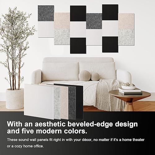 Miniatura 6 de Paneles acústicos de pared, azulejos con cancelación de ruido para estudio en casa y oficina, a prueba de sonido de calidad, paneles de espuma a