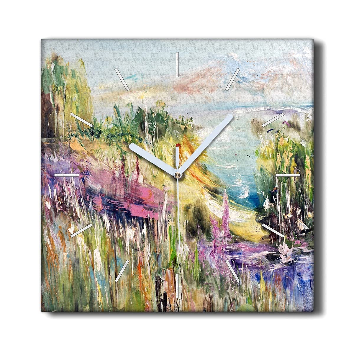 Horloge sur Toile 30x30cm paysage de montagne pour sublimer la déco du salon
