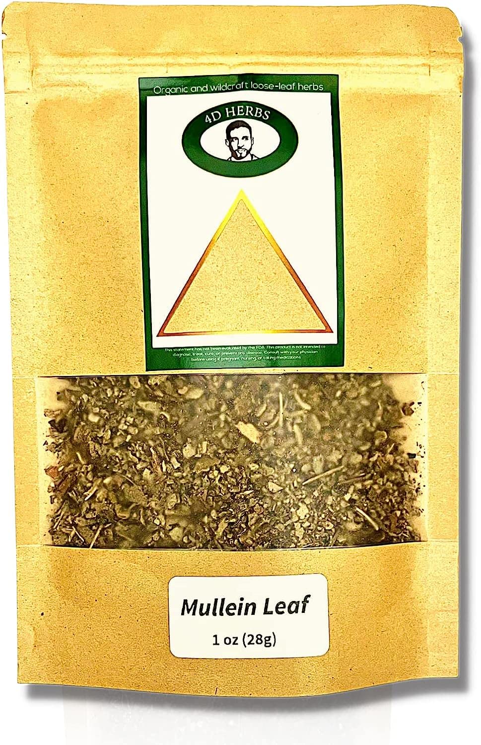 4D Herbs - 100% Natural Mullein Leaf Organic Tea - Herbal Expectorant for Respiratory - Support Lung Cleanse Caffein-Free Non-GMO Natural and Immune Support 1 Oz
