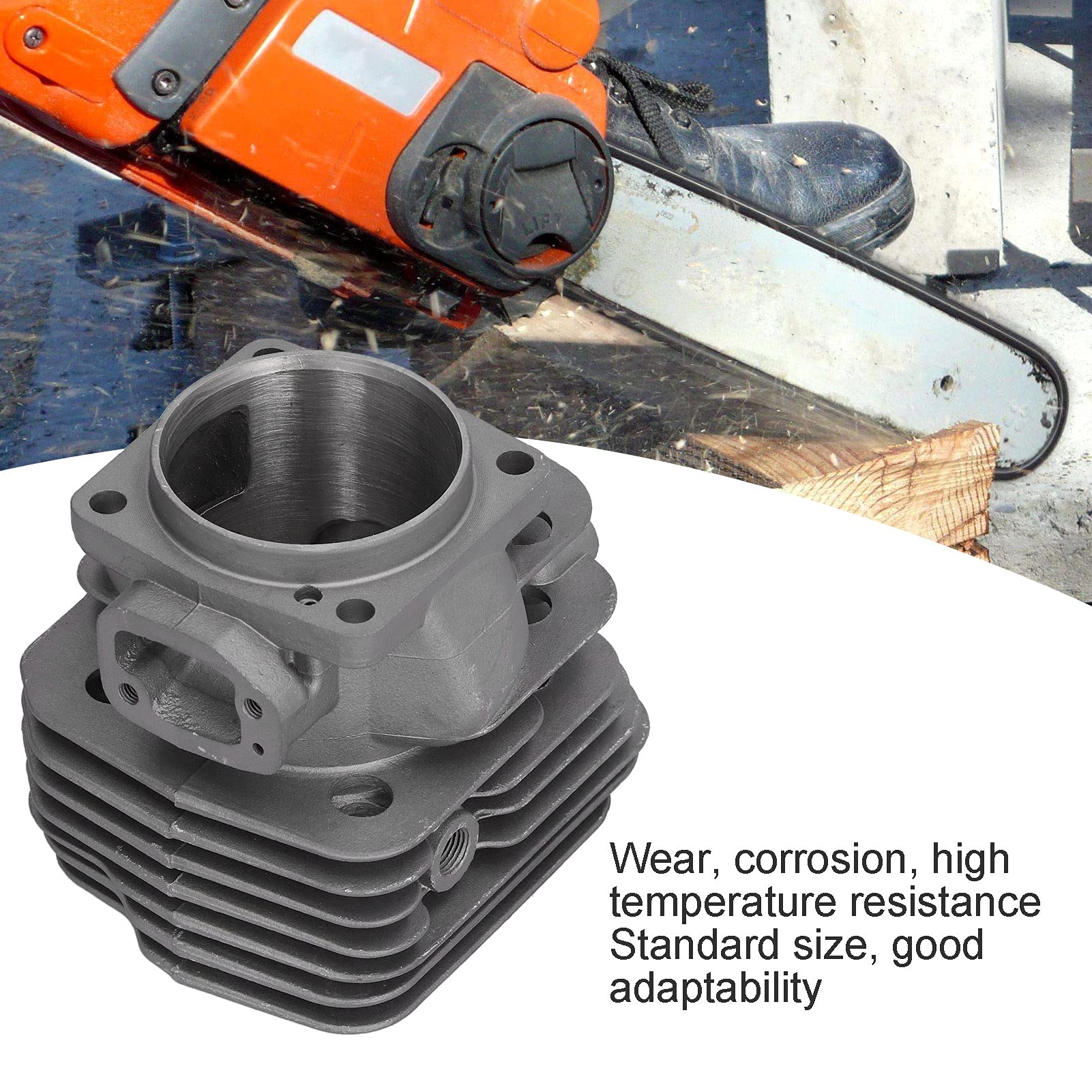 Kit de Pistón de Cabeza de Cilindro de 54 mm, Accesorios de Motosierra de Pasador de Anillo de Aleación de Aluminio de Alto Silicio, Repuesto para Suministros Industriales