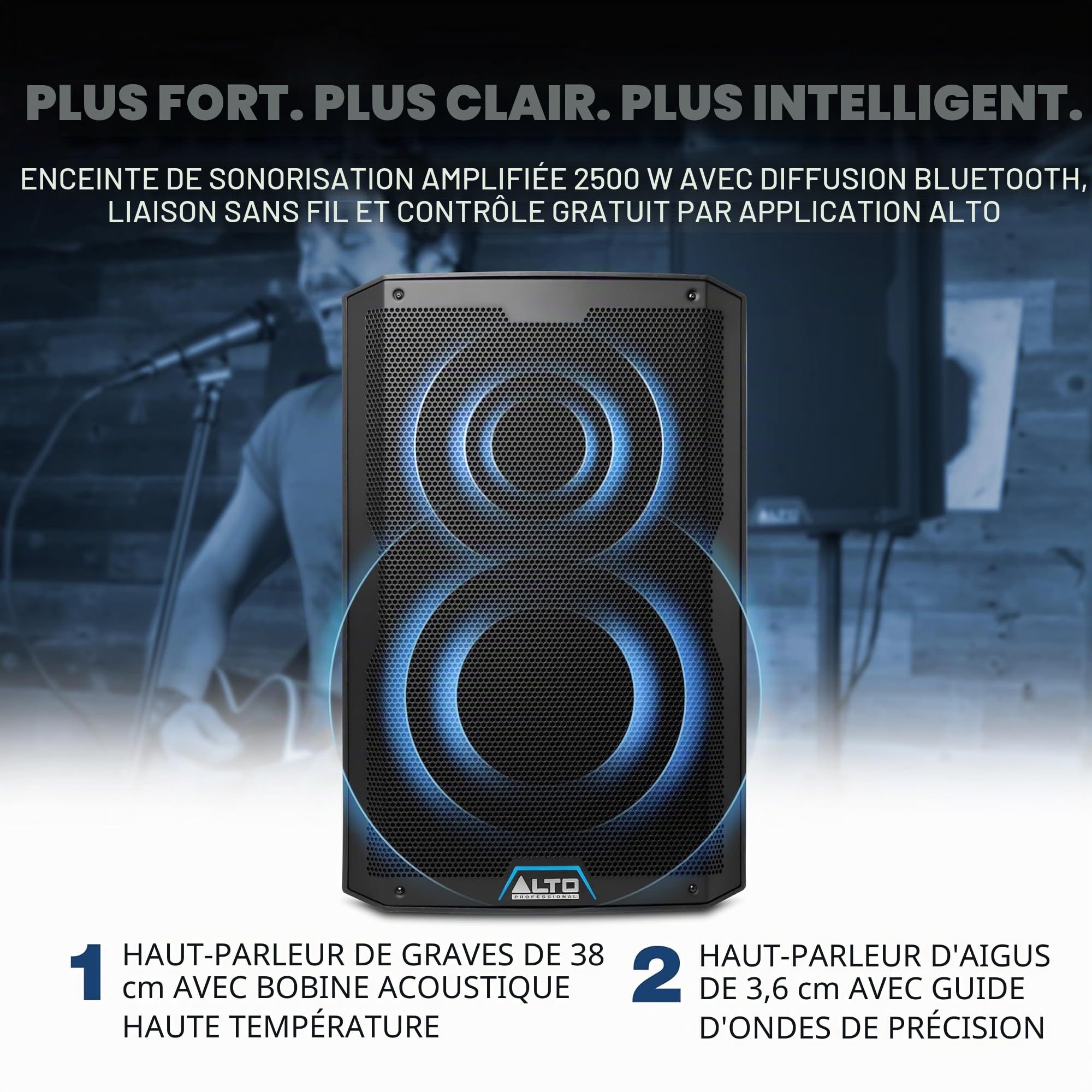 Alto Professional TS415 et Housse pour TS415 – Enceinte Active Bluetooth 15" de 2500W avec mixeur 3 canaux, Connexion sans Fil, DSP et Housse de Protection résistante pour Enceinte