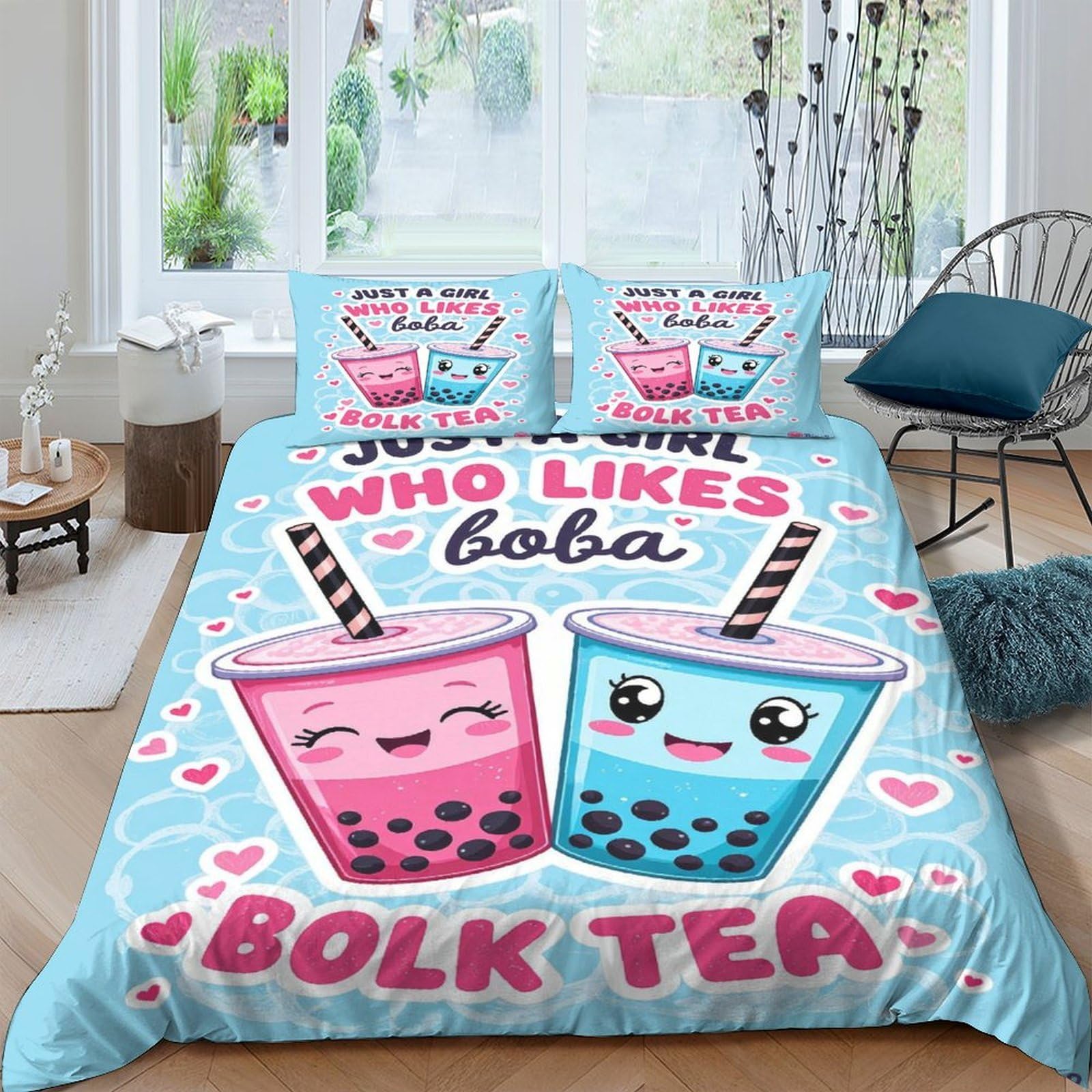 Ctjqhvkz Style-6 3D Printed Cute Boba Tea Fitted Sheet Microfiber Soft Breathable Kawaii Bubble Drink Bed Cover For Bedroom Dorm Decor Single（135X200cm）