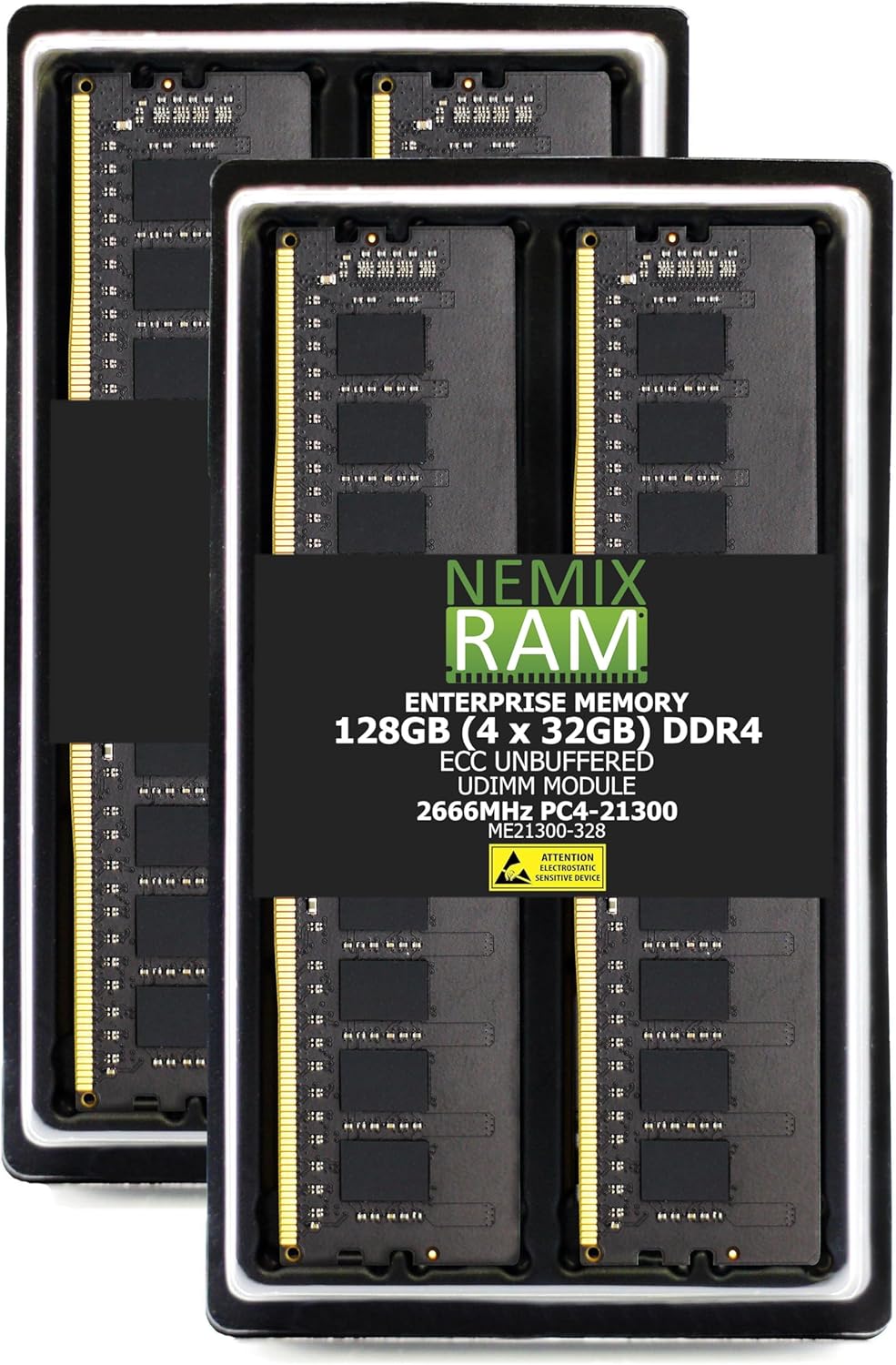 NEMIX RAM 128GB (4X32GB) DDR4 2666MHz PC4-21300 2Rx8 1.2V CL19 288-PIN ECC Unbuffered UDIMM Memory KIT Compatible with Dell PowerEdge R350 Rack Server