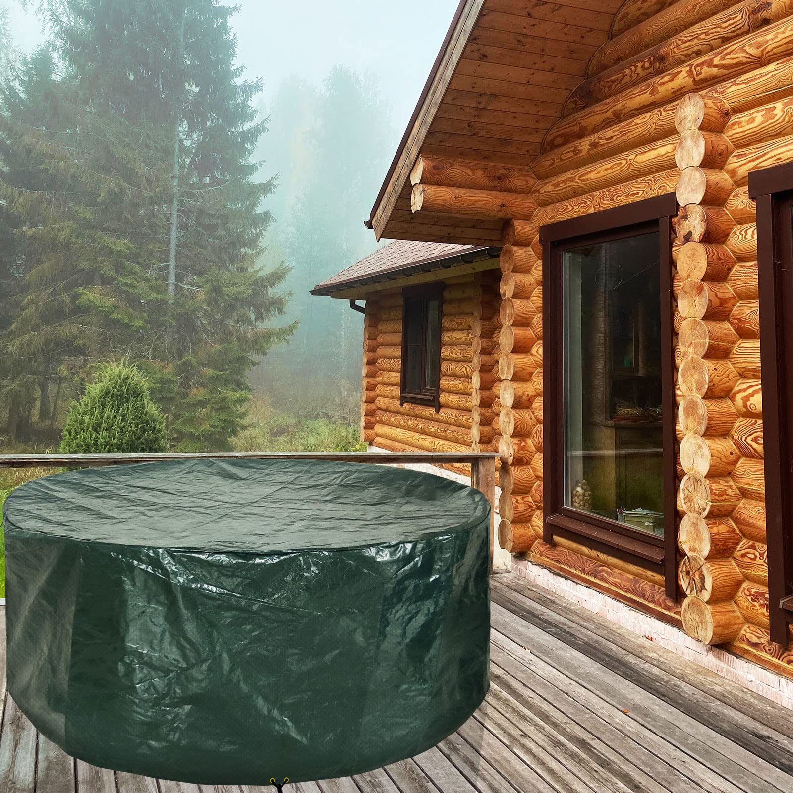 RICHIE Housses de protection pour meubles de jardin - Housse de table de jardin imperméable 190x80 cm - Housses de table extérieures pour meubles de jardin - Housses de jardin rondes respirantes en