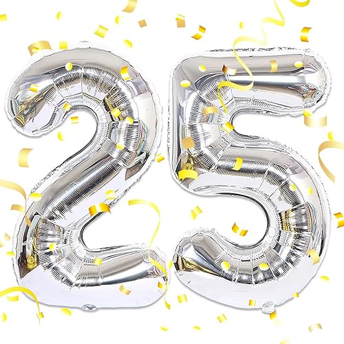 Miniatura 3 de Globos gigantes de helio con el número 25 de 40 pulgadas, globos gigantes de helio, globos de número 25 para cumpleaños, aniversario, festival,
