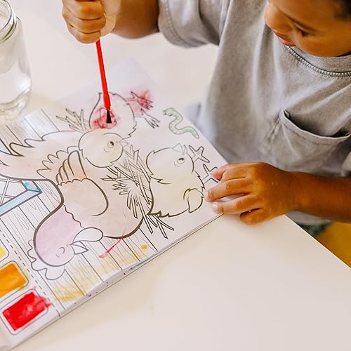 Miniatura 5 de Melissa & Doug Pintar con agua - Animales de granja, 20 páginas perforadas, paletas a prueba de derrames