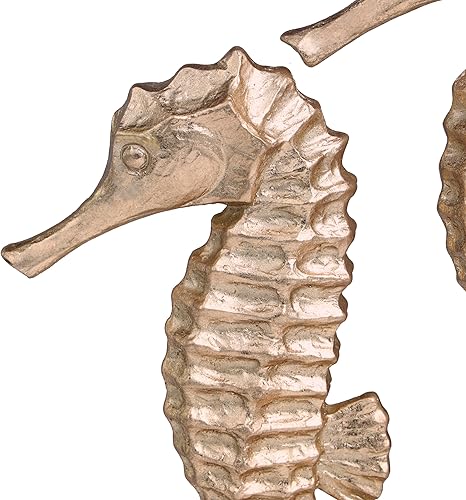 Miniatura 4 de Deco 79 Polystone - Escultura decorativa de peces tribales con detalles tallados blancos y detalles de espejo, juego de 2 figuras de acento de 14