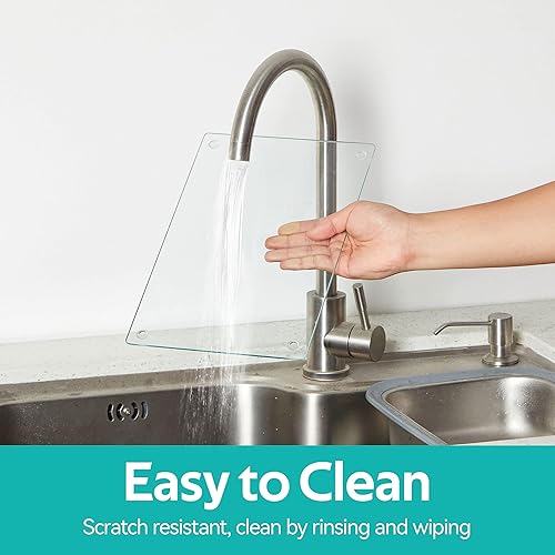 Vista 25 de Murrey Home Juego de tablas de cortar de vidrio para encimera de cocina, tablas de cortar de vidrio templado, aptas para lavavajillas, pequeña