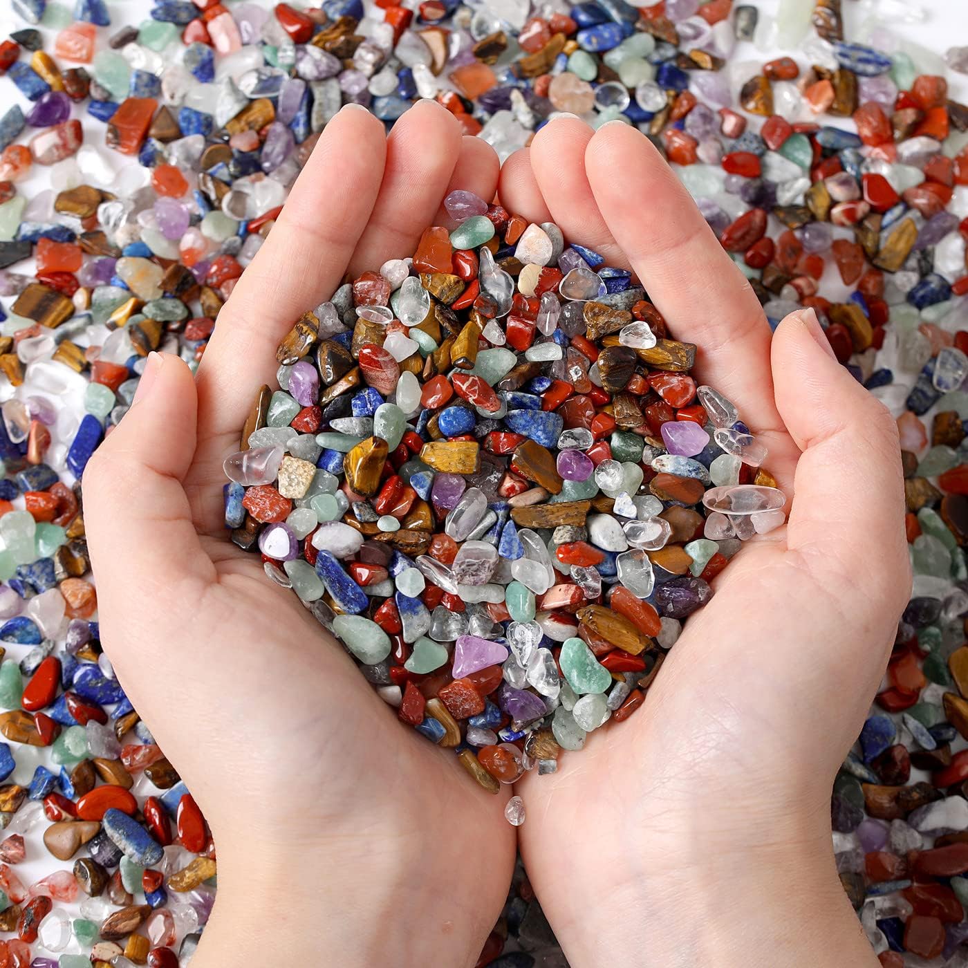 MAIBAOTA Natural 7 Chakra Crystal Quartz Rocks Chips Vase