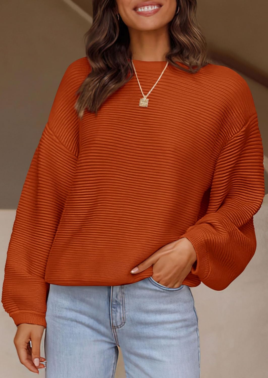 PRETTYGARDEN Womens Fall Sweaters 2025 Casual Loose Crewneck Ribbed Long Sleeve Top Knit Pullover Sweater - Image 6