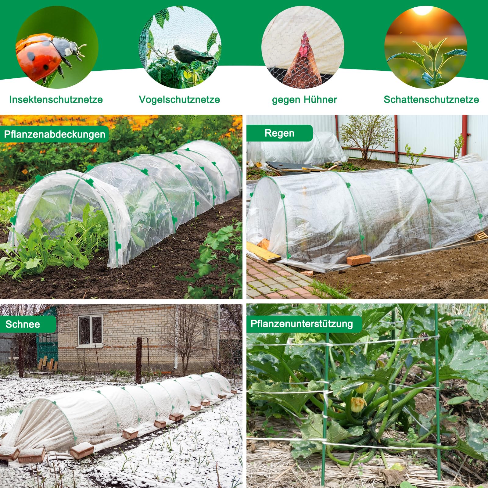36 sztuk łuków tunelowych do roślin 43 cm, łuki tunelowe do tuneli foliowych, odporne na rdzę, włókno szklane, stabilne, trwałe, bez zginania, opony ogrodowe, do szklarni, do słupków ogrodowych