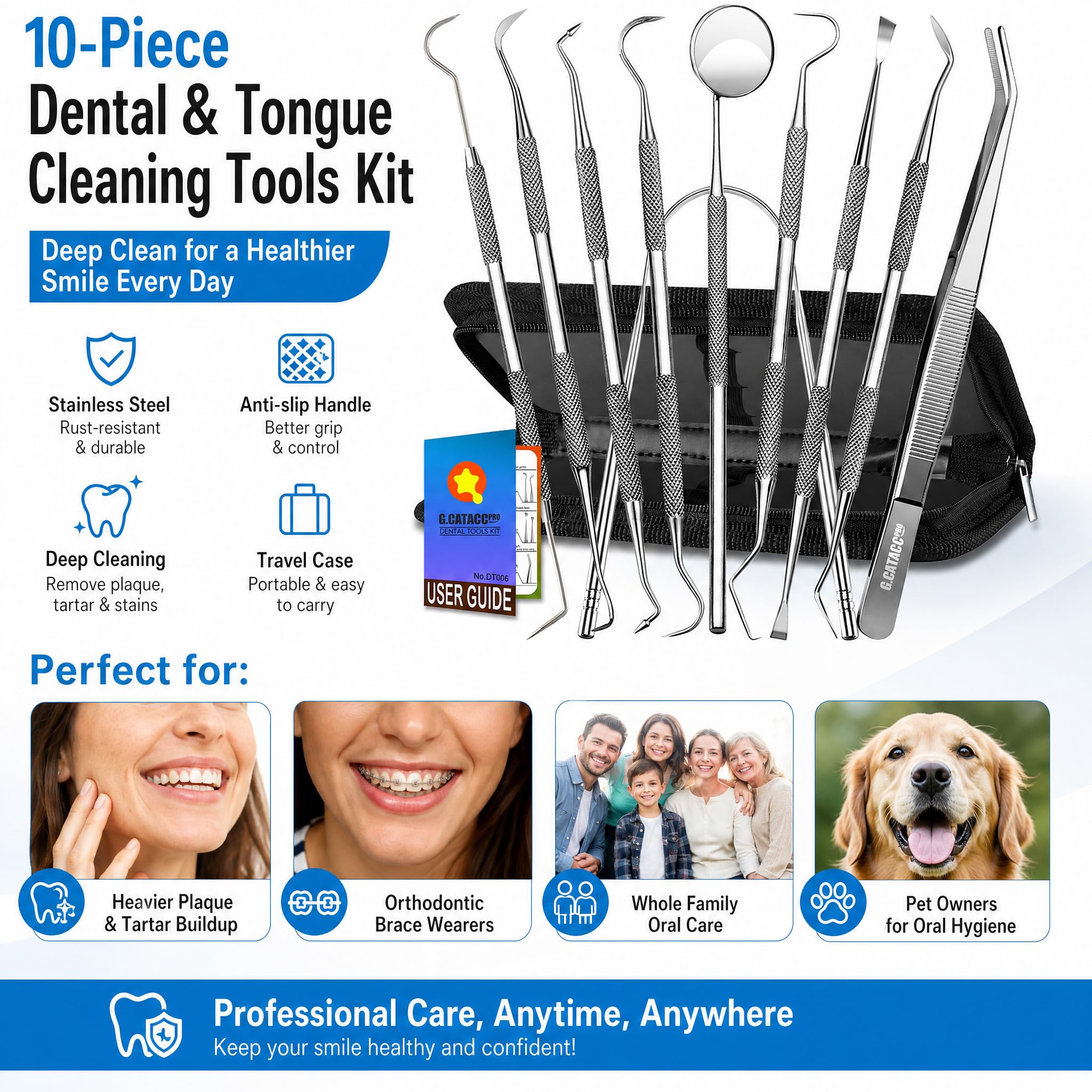 G.CATACC Dental Cleaning Kit - 10 Tools -2 G.CATACC Dental Cleaning Kit - 10 Tools -2