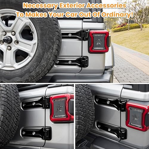 Miniatura 3 de Cubierta de bisagra para puerta trasera de Jeep Wrangler JL JLU, accesorios de decoración exterior - 2018-2024, 2 puertas y 4 puertas, cubierta de