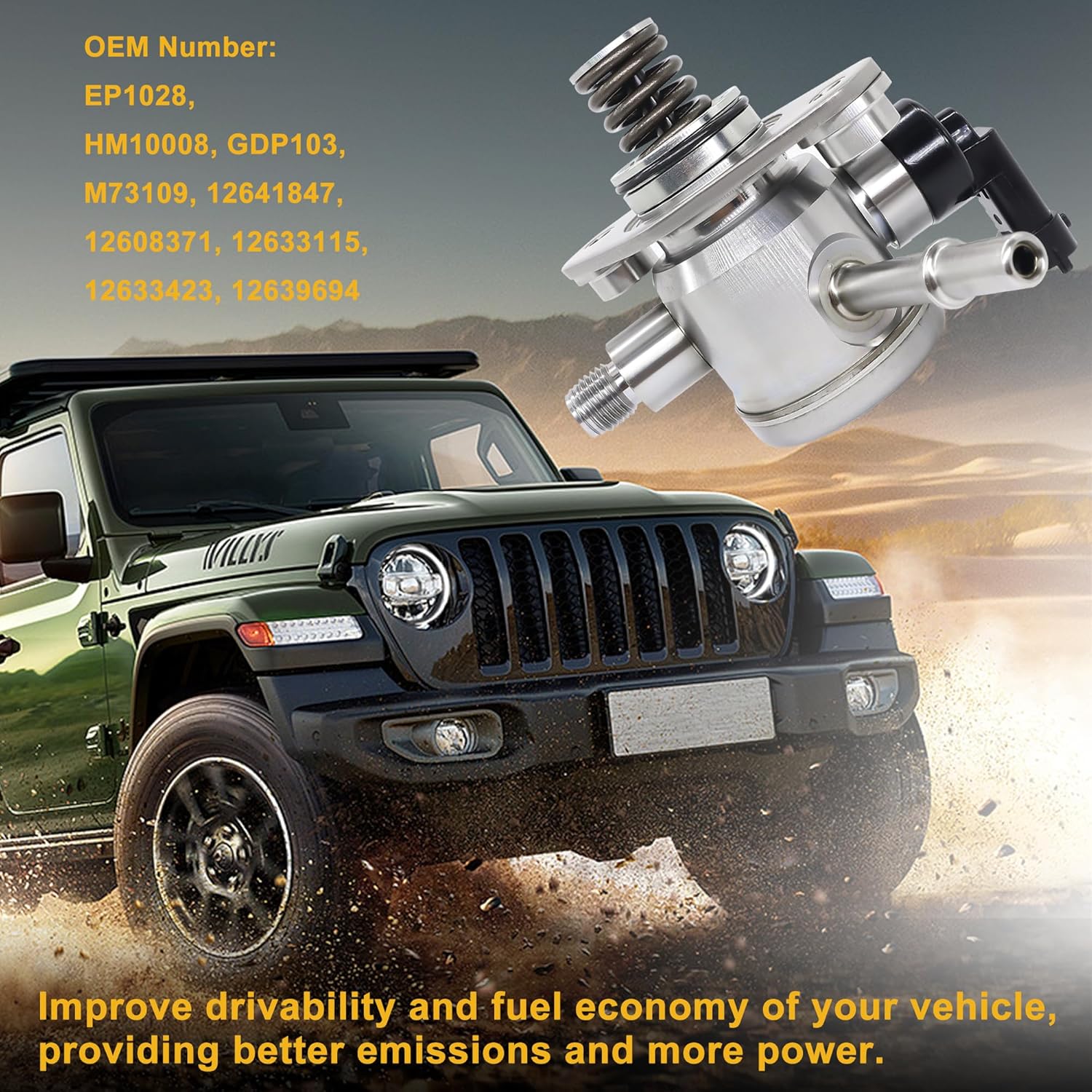 High Pressure Mechanical Fuel Pump EP1028 Compatible with Chevy Equinox, Malibu, Impala, Captiva, Orlando, GMC Terrain, Buick Lacrosse, Verano, Regal, 2010-2017 Replace # 12639694, HM10008, 12641847