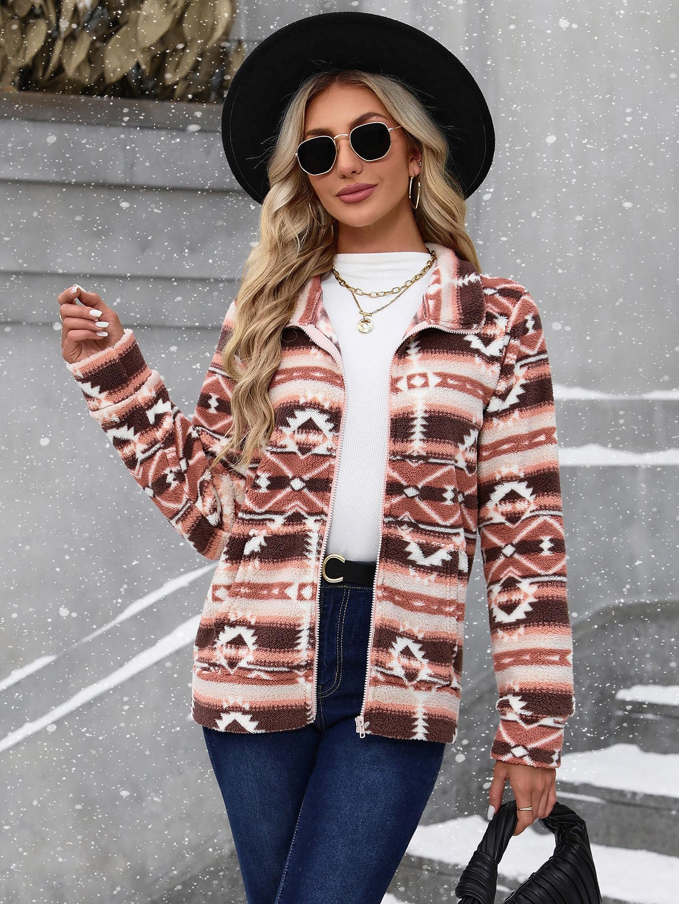 BesserBay Sweat chaud à manches longues pour femme avec fermeture éclair intégrale - Tailles S à XXL | Fermeture éclair, moelleux, moelleux, doux, pour lit, salon, intérieur, cardigan, pull