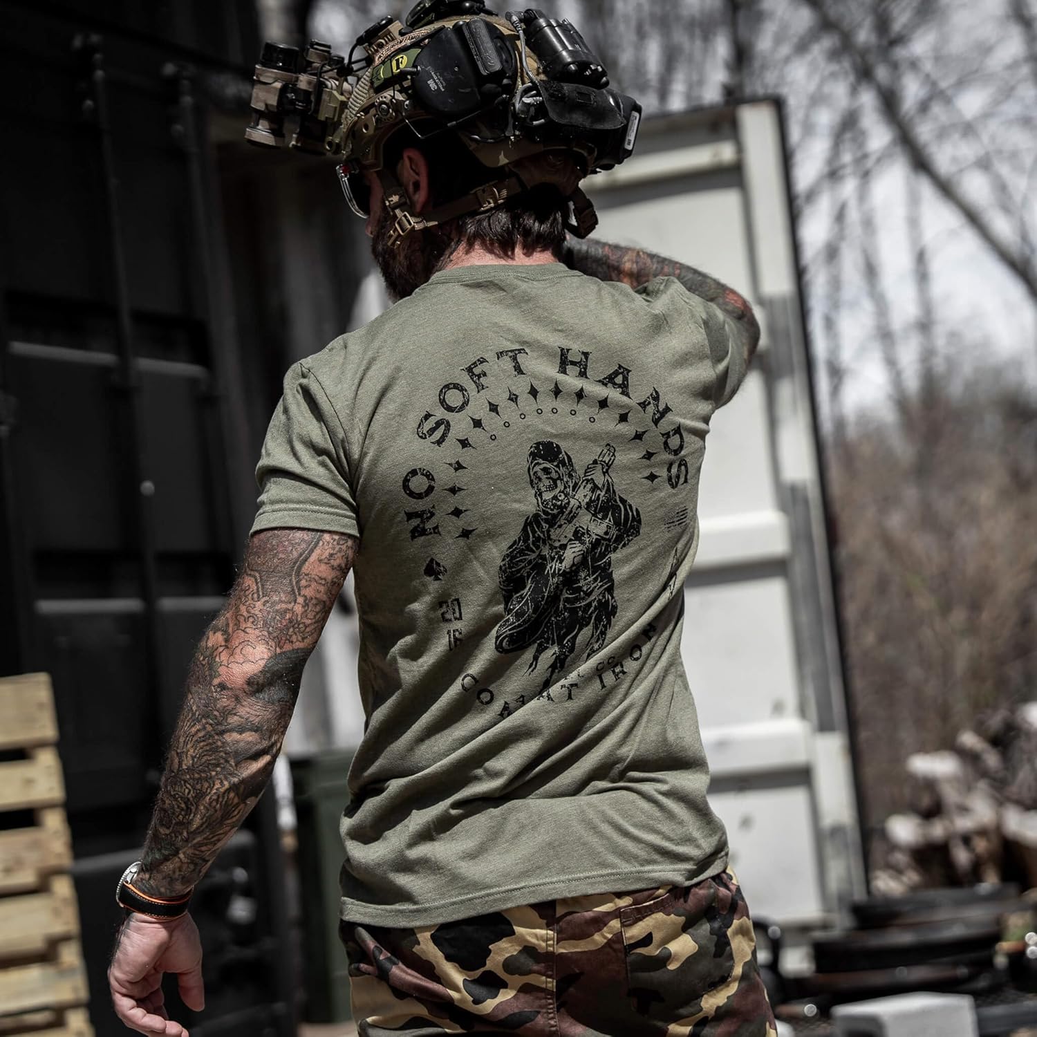 Combat Iron Men's Graphic T-Shirt | No Soft Hands, Reaper | Cotton-Poly Blend | Athletic Fit, Tagless Comfort - Image 3