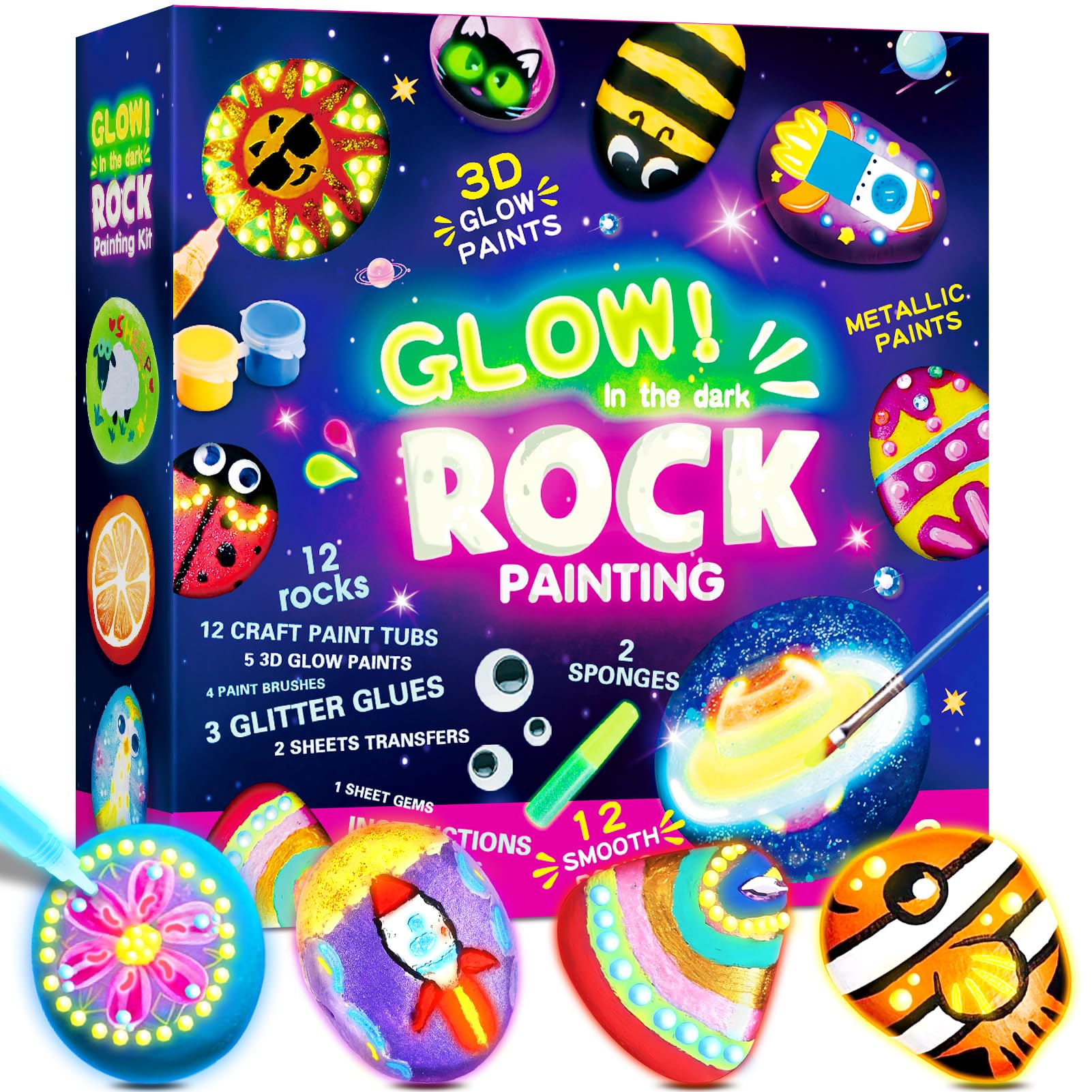 Bastelset Kinder ab 4 5 6 7 8 9 10 Jahre, Steine Zum Bemalen Basteln Mädchen 5 6 7 8 Jahre Geschenk Mädchen 6 7 8 Jahre Steine Bemalen Set Kreatives Spielzeug ab 6-12 Jungen Ostern Geschenke Kinder