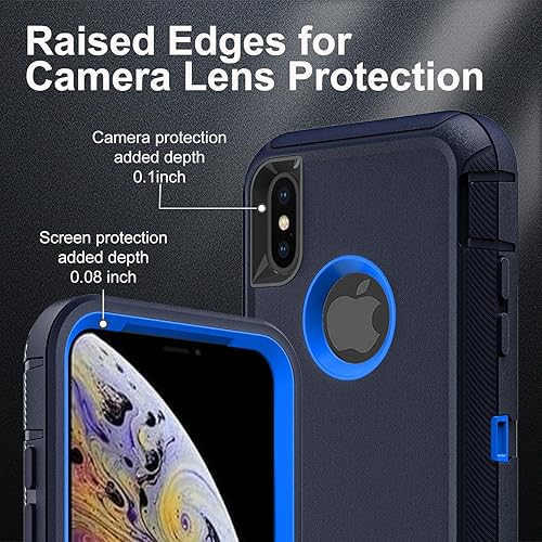 Miniatura 3 de Funda para iPhone Xs Max, grado militar 3 en 1, resistente a los golpes, a prueba de caídas, polvo con 2 protectores de pantalla de vidrio templado