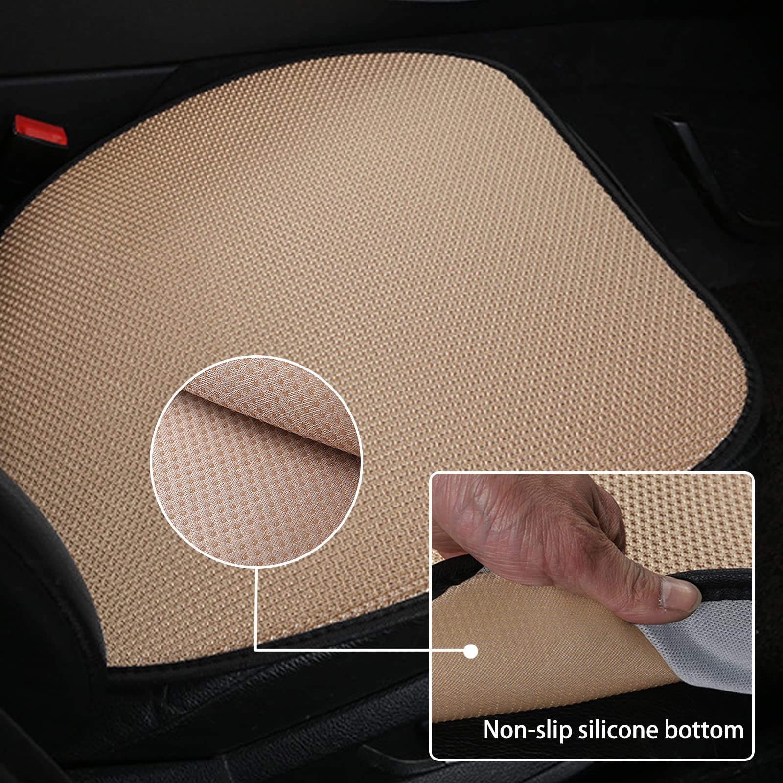 ALI2 2 Pezzi Cuscino per Sedile Auto, Copertura Universale, Copri Sedile Auto, Comodo e Fresco Rivestimento Auto, Beige