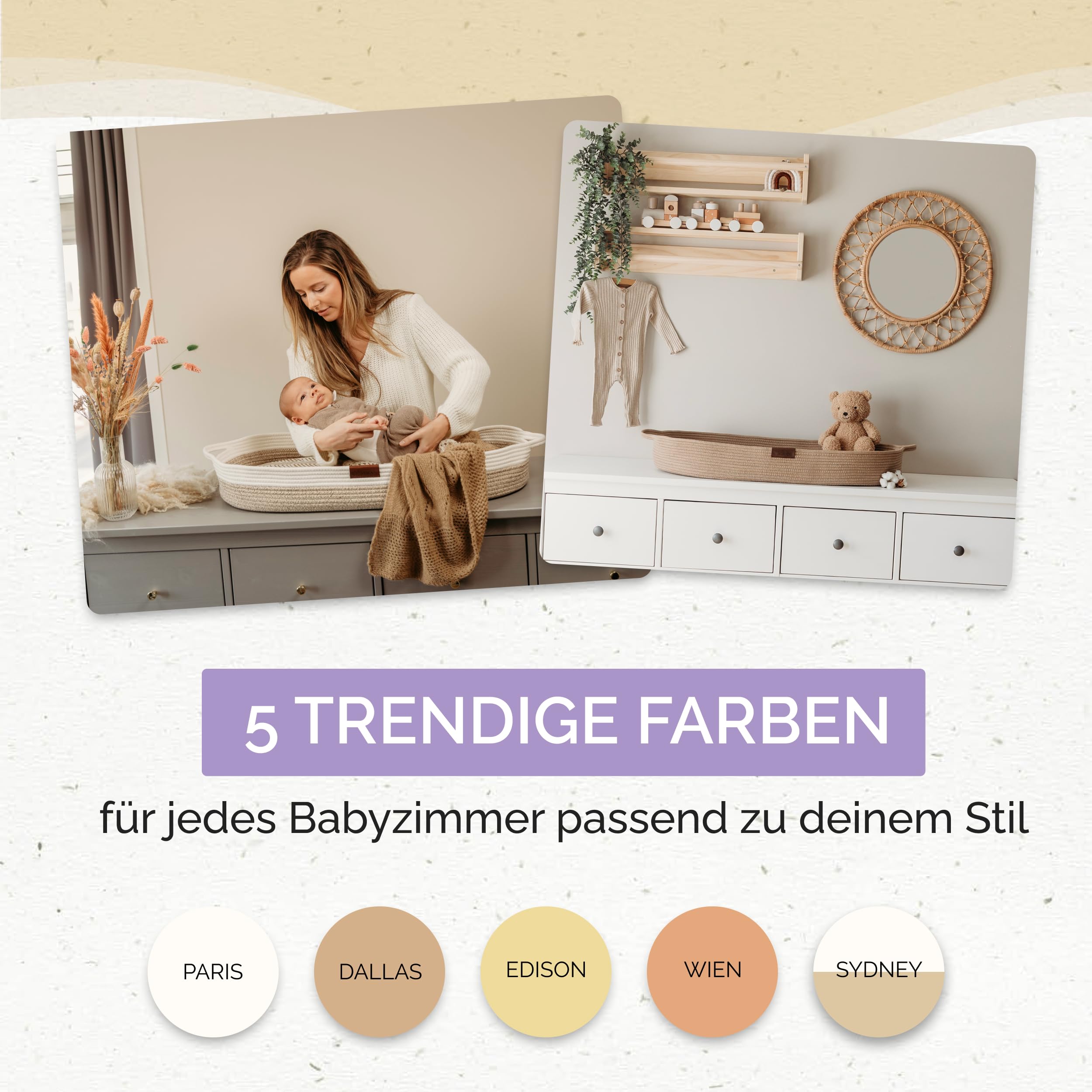 Yunioo Wickelkorb Baby mit Reise Wickelauflage, Weiche, tragbare, wasserabweisende Hülle Babykorb - Geschenke für Baby