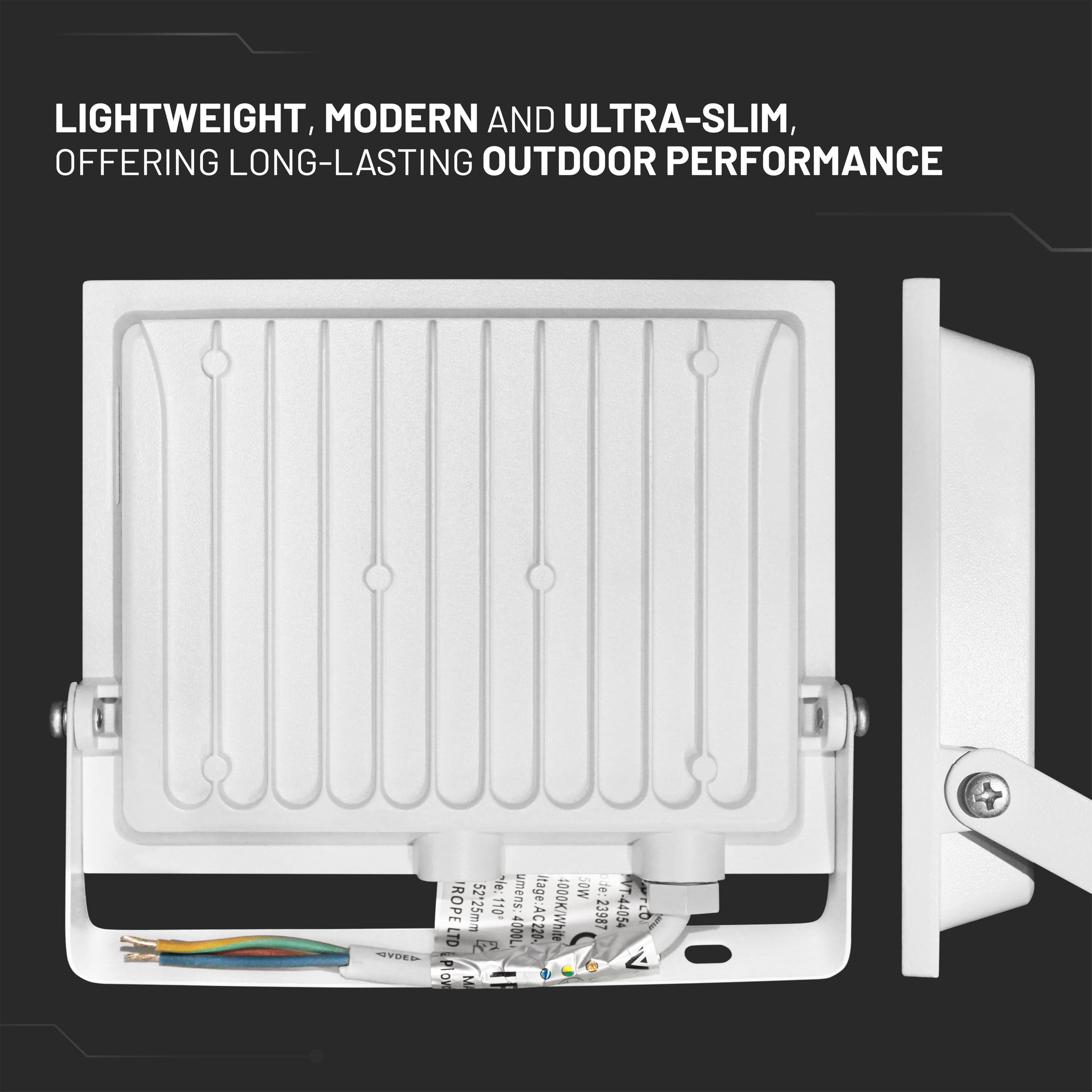 V-TAC Foco LED Exterior 50W Blanco – [ E-Series – Altas Prestaciones, Bajo Consumo ] – 4000 Lúmenes – Super Slim – Impermeable IP65 – Proyector para Hogar, Garaje y Almacén – Blanco Neutro 4000K — view 10