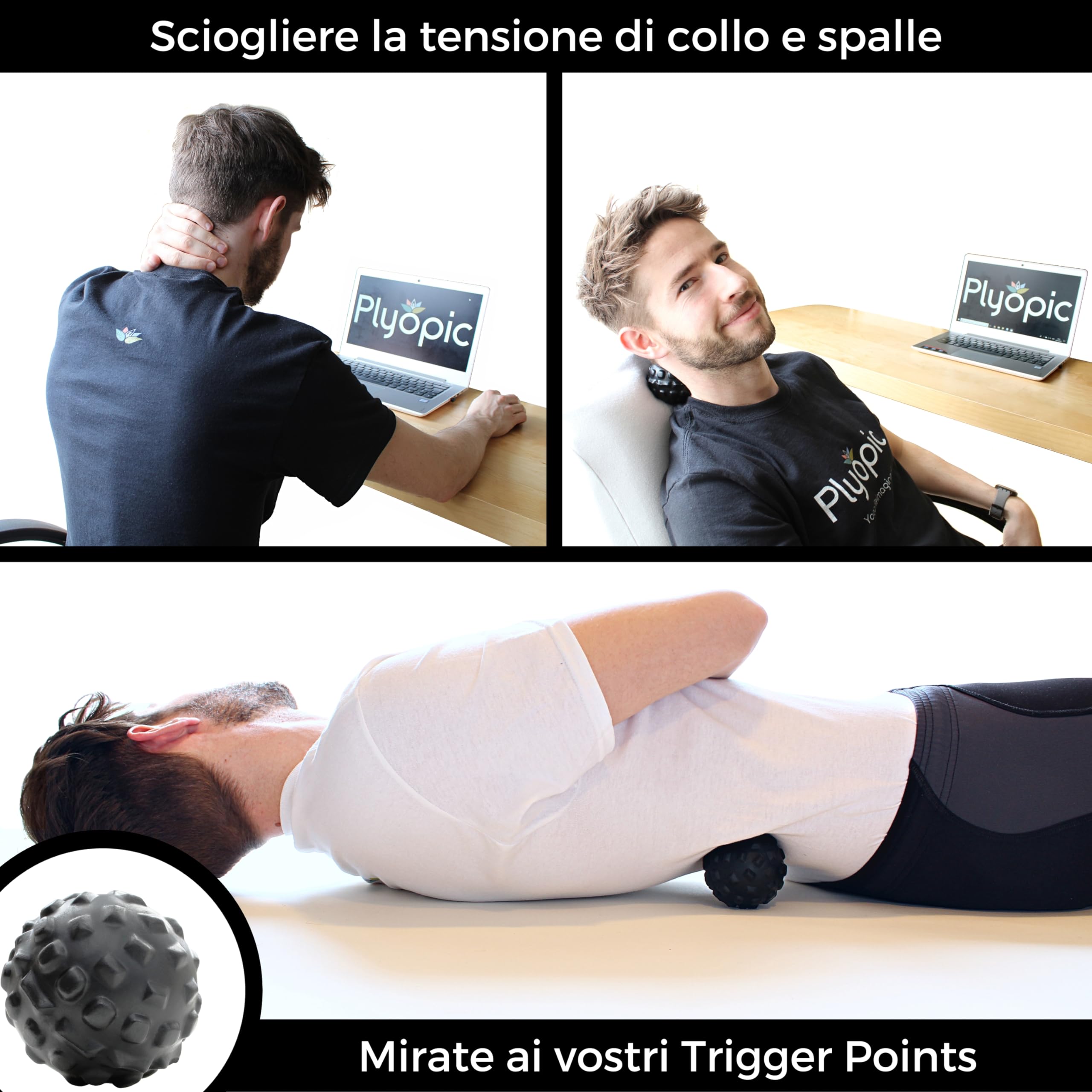 Plyopic Palline da Massaggio (Set di Massage Balls) | Sfere Massaggianti Muscolari per Automassaggio, Il Rilascio Miofasciale, Trigger Point, Crossfit e la Fascite Plantare