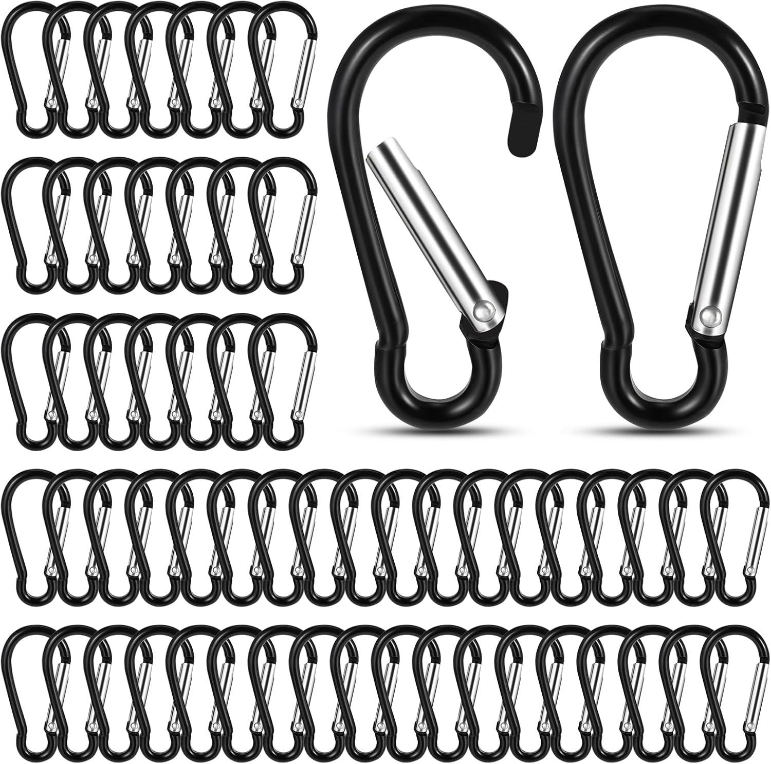 Mini Carabiner Clip Bulk, 300 Pcs Small Aluminum Carabiner Multi-use Keychain Hooks Metal D Rings Spring Snap Hook for Hanging Camping Hiking Traveling Fittings Outdoor - 2"