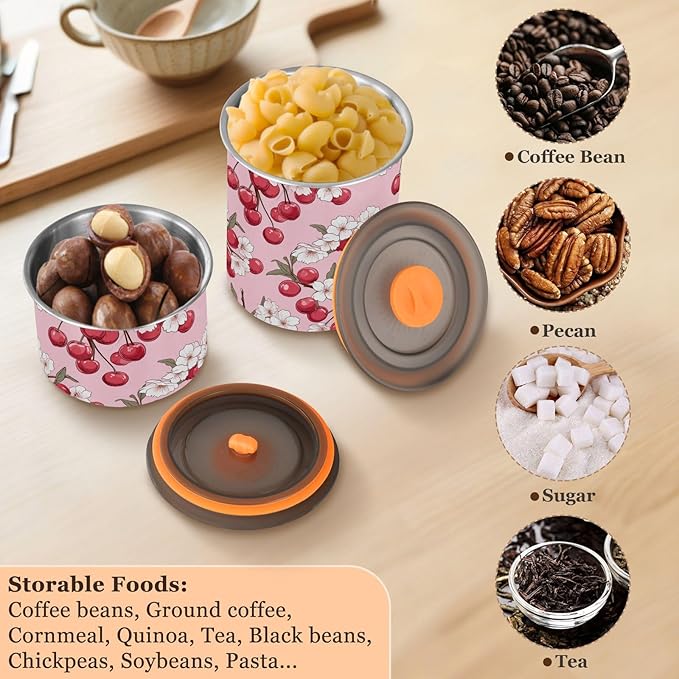 ALAZA Cherry Flower Blossom Floral Coffee Canister 17oz miniatura 7