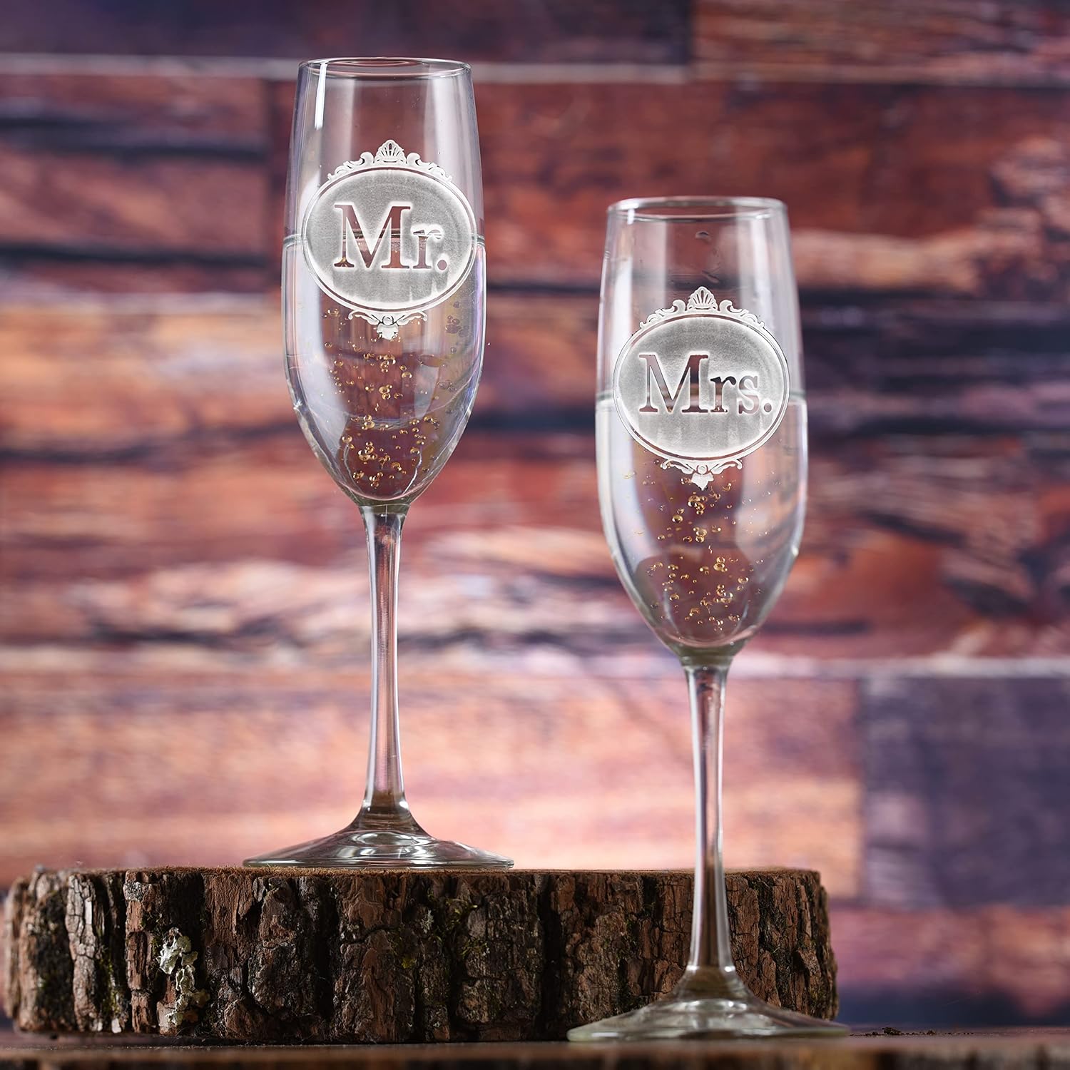 Mr. And Mrs. Champagne Wedding Glasses, Set Of 2