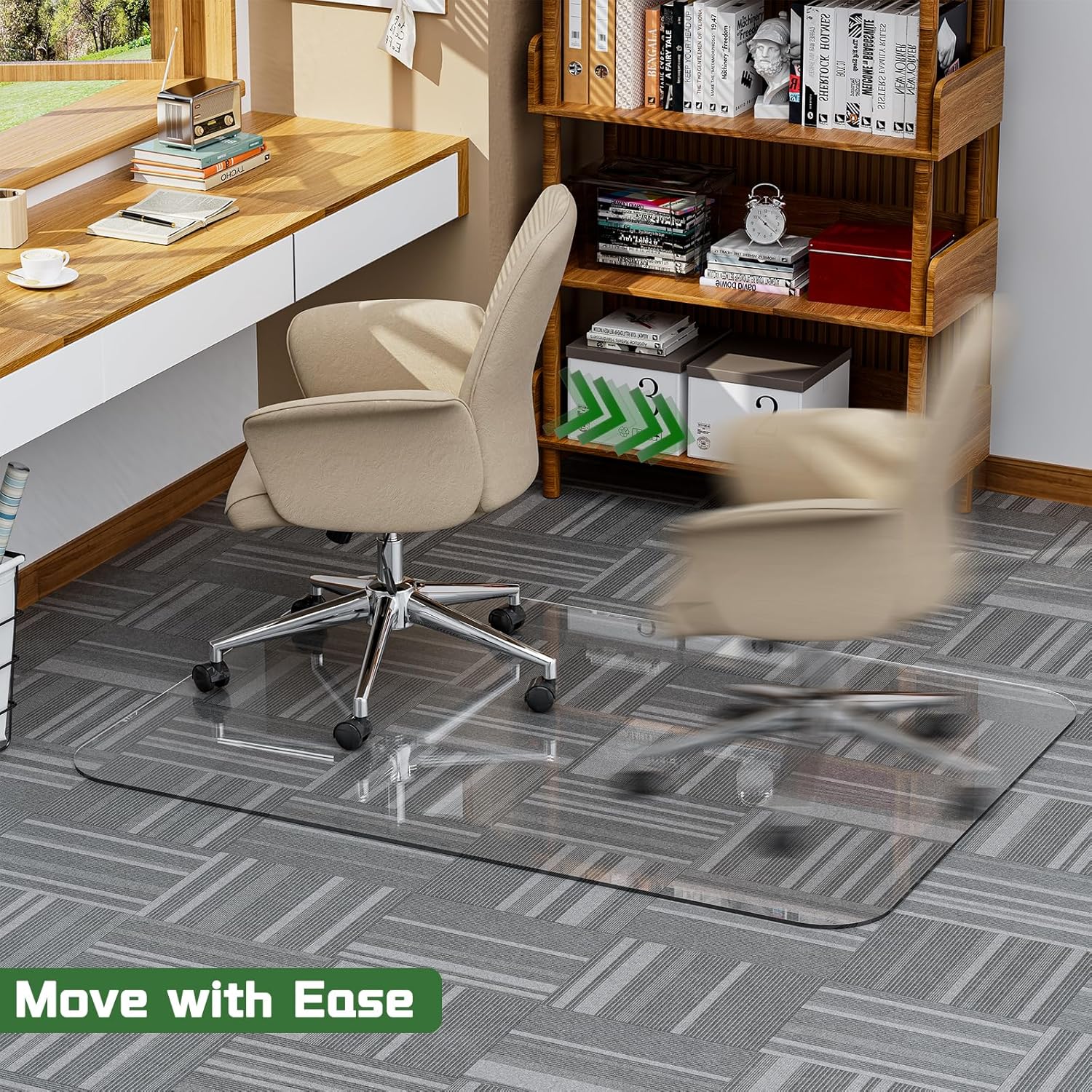 PET Office Chair Mat for Carpet - 36" X 48'' X 0.2" Thick Clear Shatterproof Office Chair Mat, Easy to Unroll and Lay Flat, Superior Glide, Heavy Duty Protection for Office Home Hardwood and Carpets