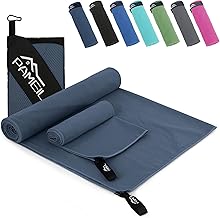 Microfibre Towel Set of 2 (160 x 80 cm + 80 x 40 cm), Compact and Quick Drying – Perfect for Sports and Fitness (Navy Blue)