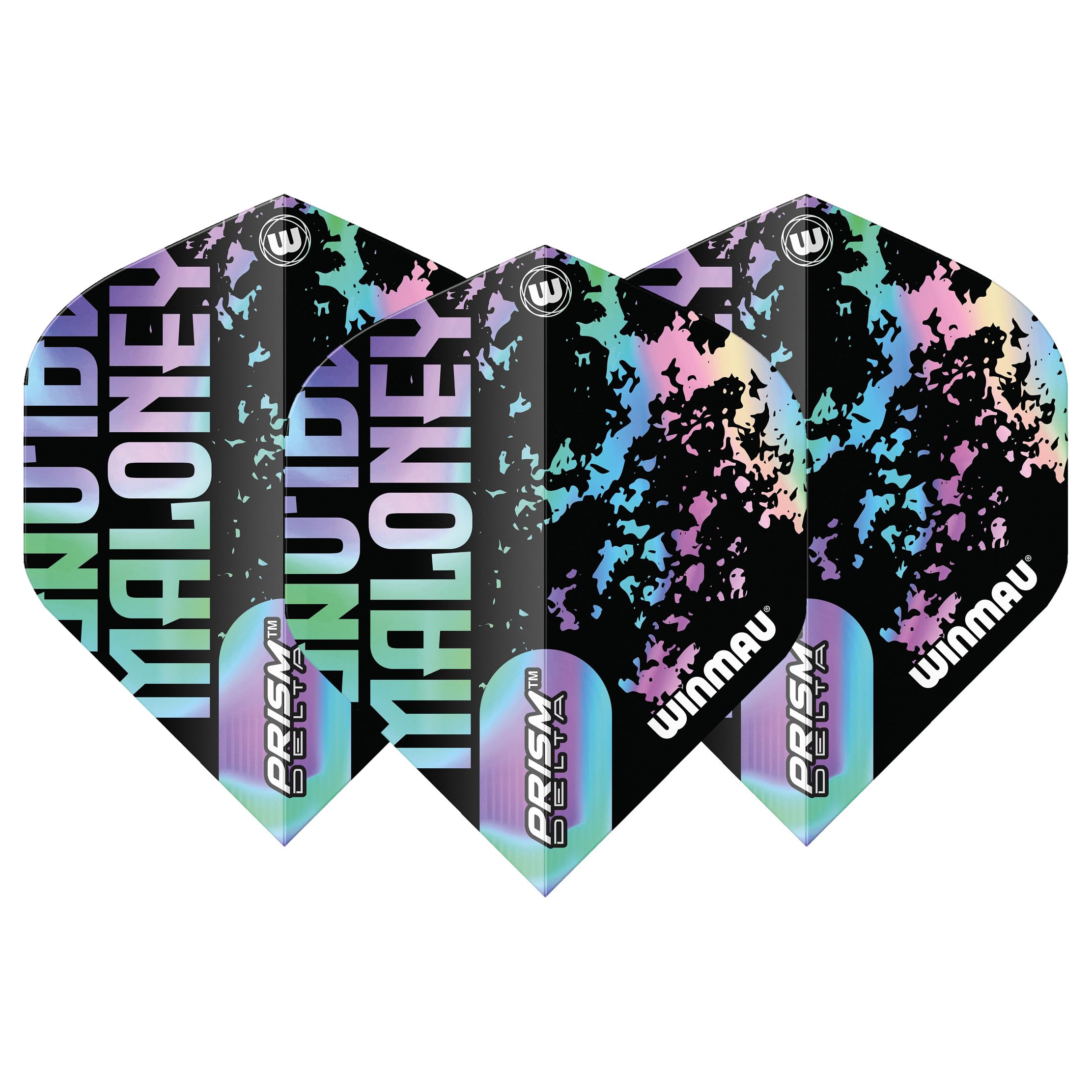 WINMAU Dart Flights - Proffessional Player - Prism Delta Mike Maloney Extra Thick 100 Micron - 1 Set per pack (3 darts Flights in total) - Professional Darts Accessories - Black