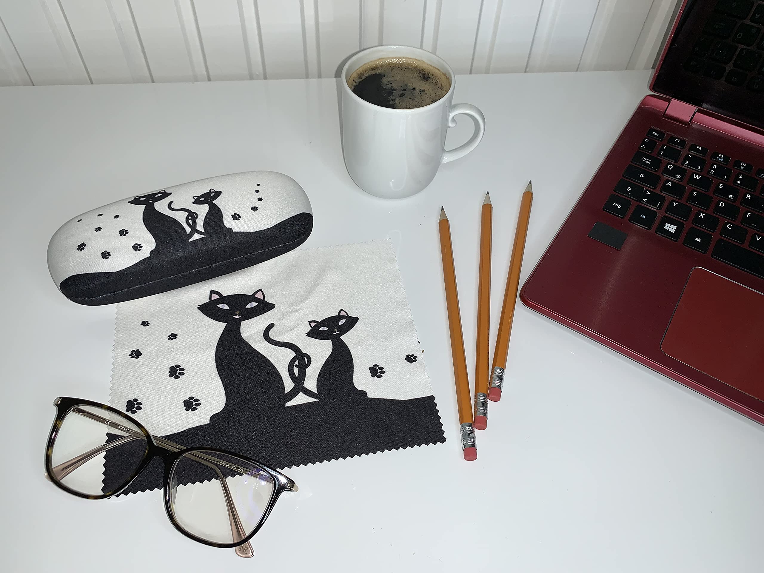 VON LILIENFELD Étui à lunettes, étui à lunettes, chiffon de nettoyage en microfibre, étui rigide solide recouvert de tissu