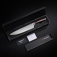 Vista 7 de PAUDIN Cuchillo de chef, cuchillo de cocina afilado de acero inoxidable de alto carbono de 8 pulgadas con mango ergonómico, caja de regalo