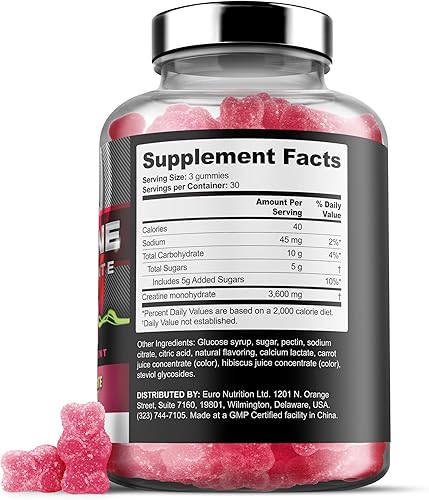 Miniatura 7 de Iron Labs Nutrition Gomitas de monohidrato de creatina para hombres y mujeres (90 ositas), 3600 mg probadas en laboratorio por porción, sabor a