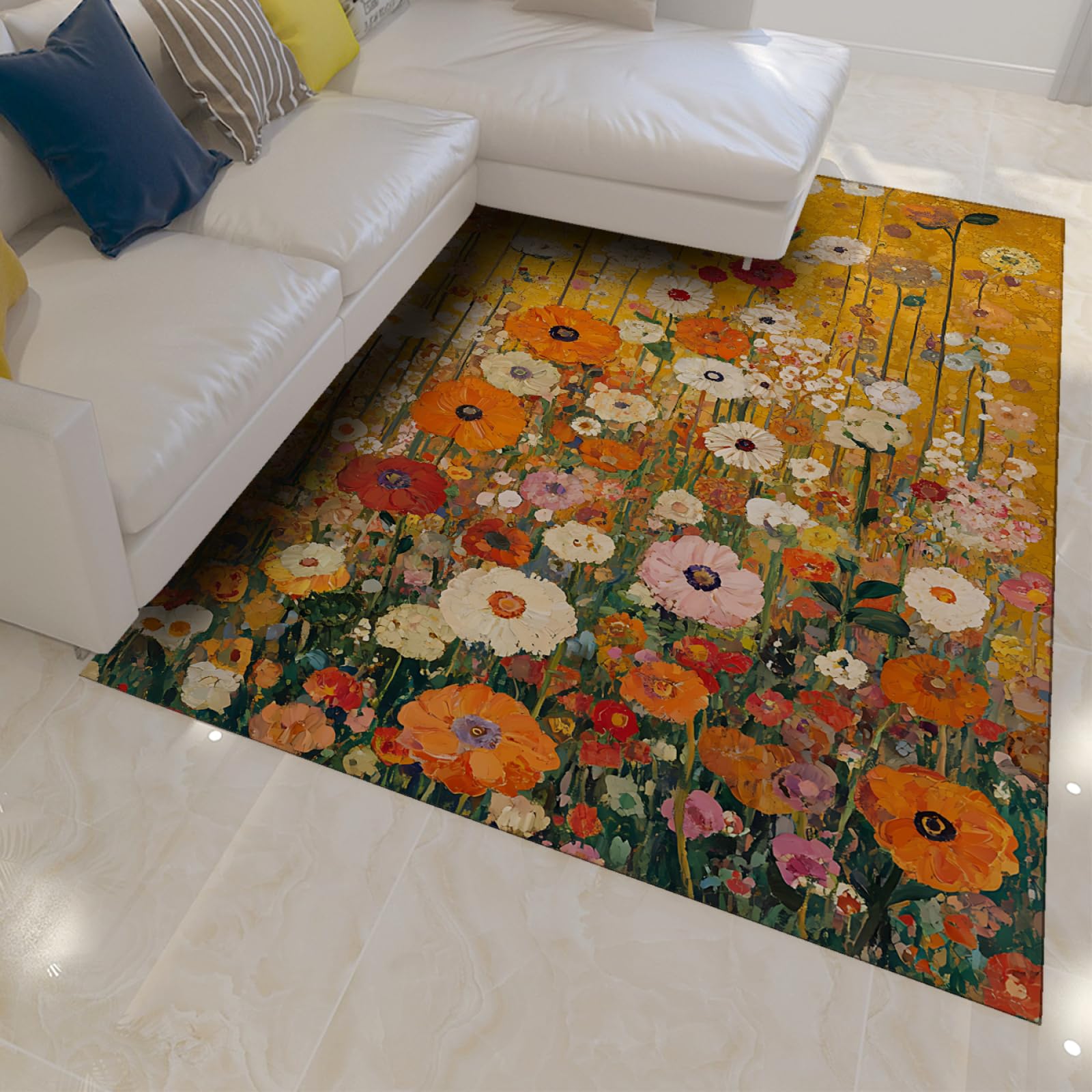 Dywany Boho Farm z Kwitnącymi Kwiatami Dywan Ogród Botaniczny Do Obszarów Wysoki Ruch przy wejściu do Sypialni Salon Lekki 200x300cm