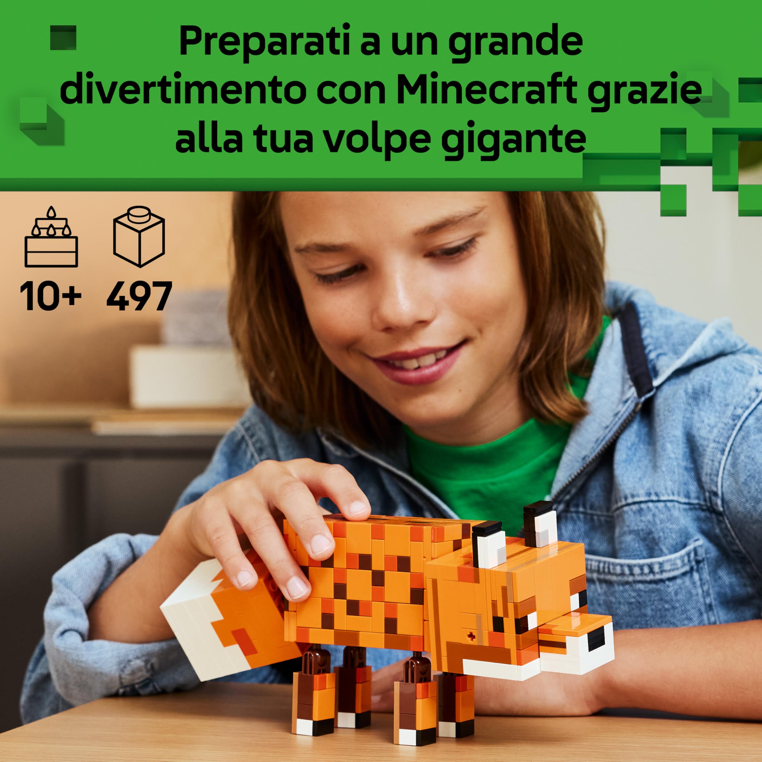 LEGO Minecraft La Volpe Giocattolo - Puzzle Animale 3D con Accessori - Decorazione per la Gaming Room o per la Camera da Letto - Idea Regalo di Compleanno per Bambini, Bambine e Fan da 10 Anni - 21588