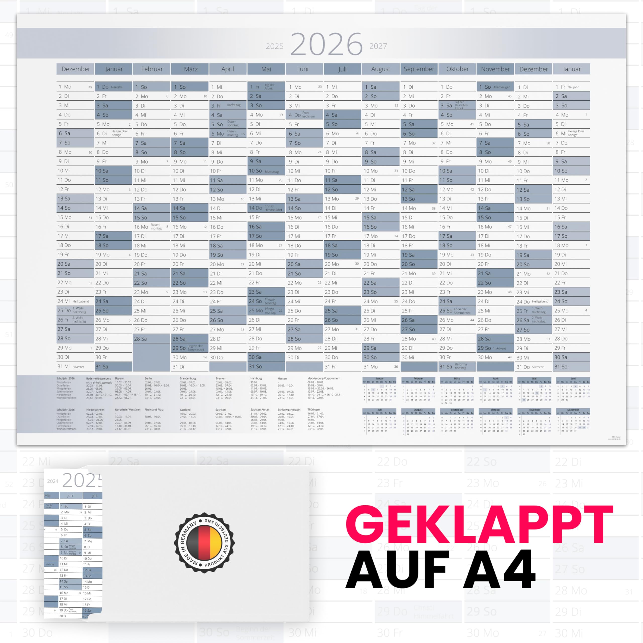 Mega-Posterplaner, blau 2026: Großer Jahresplaner in blau. Wandkalender Mega-Posterplaner, blau 2026: Großer Jahresplaner in blau. Wandkalender