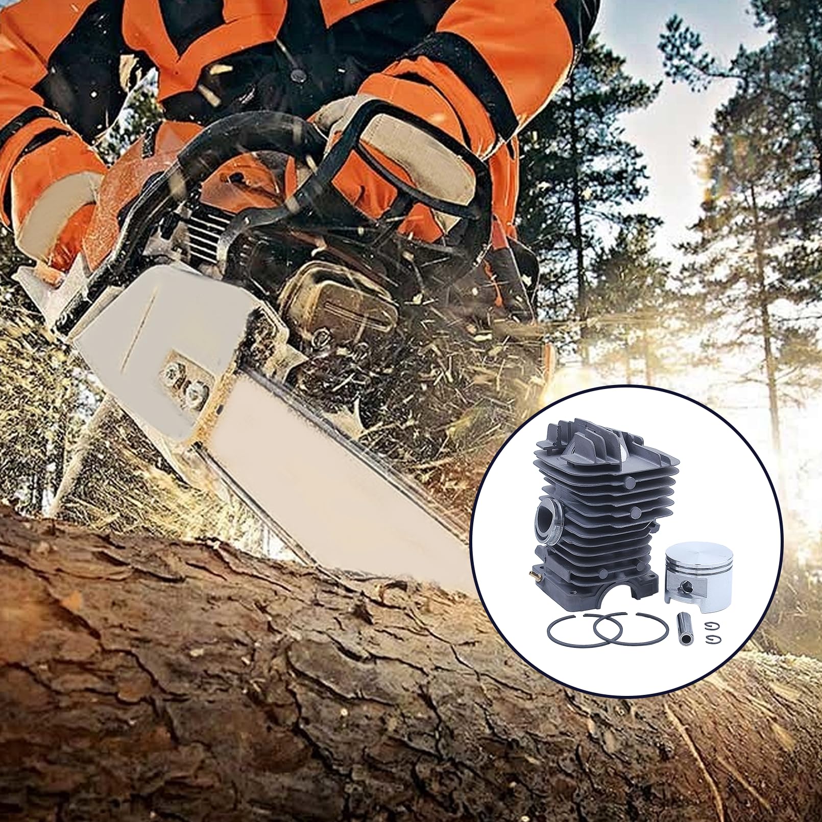 49 mm Zylinderkolben-Auspuff-Kit, für Stihl Ms390 Ms290 Ms310 029 039 Kettensägenteil, 1127 020 1216, 1127 140 0601, 1127 640 3200, 1127 640 3204, 1127 120 1620