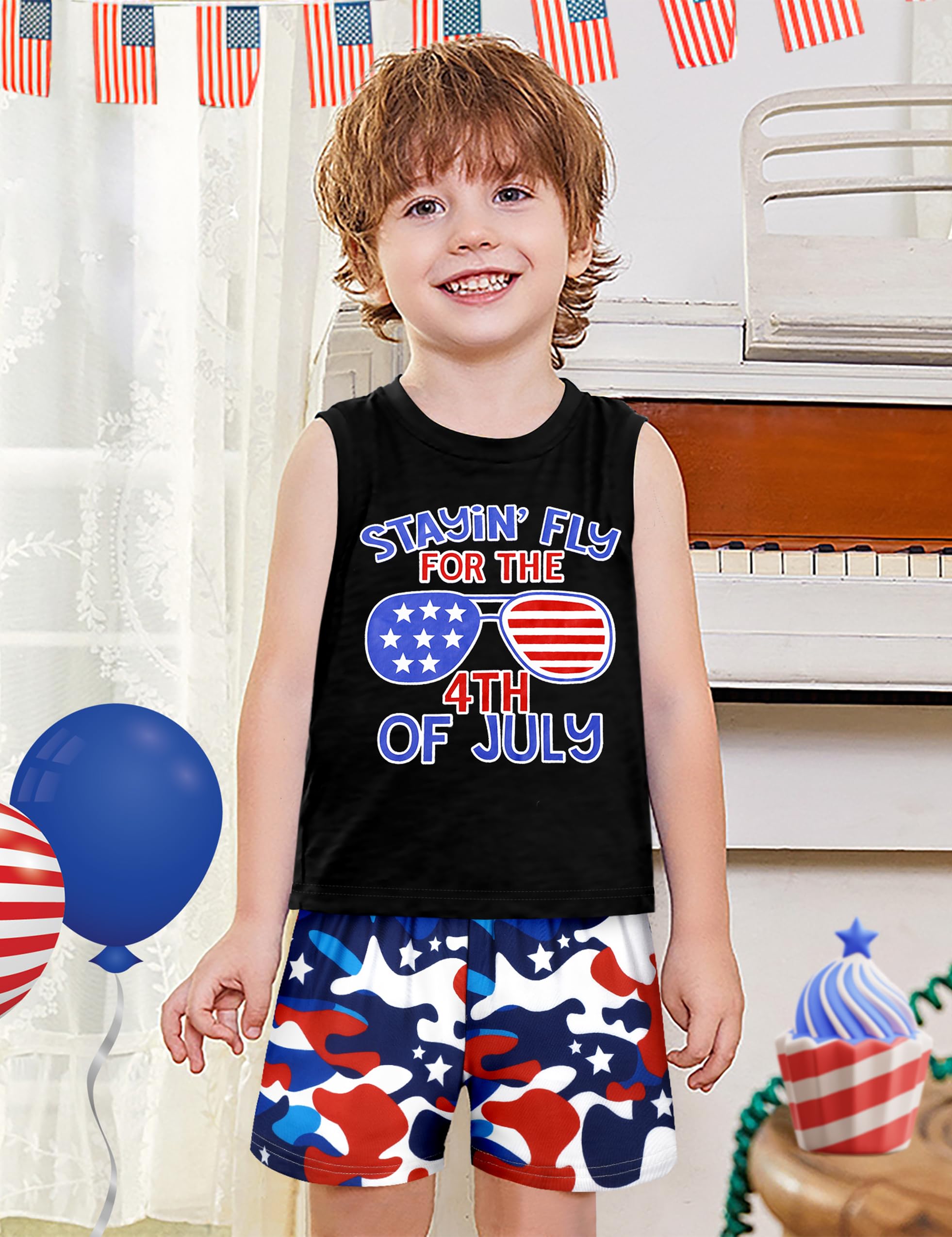 Von kilizo Toddler 4th of July Outfit Boy Toddler Boy 4th of July Outfit Tank Top Flag Shorts Sets 4th of July Toddler Boy Outfit 18 Month 4th of July Outfit Boy 2t 4th of July Outfit Boy