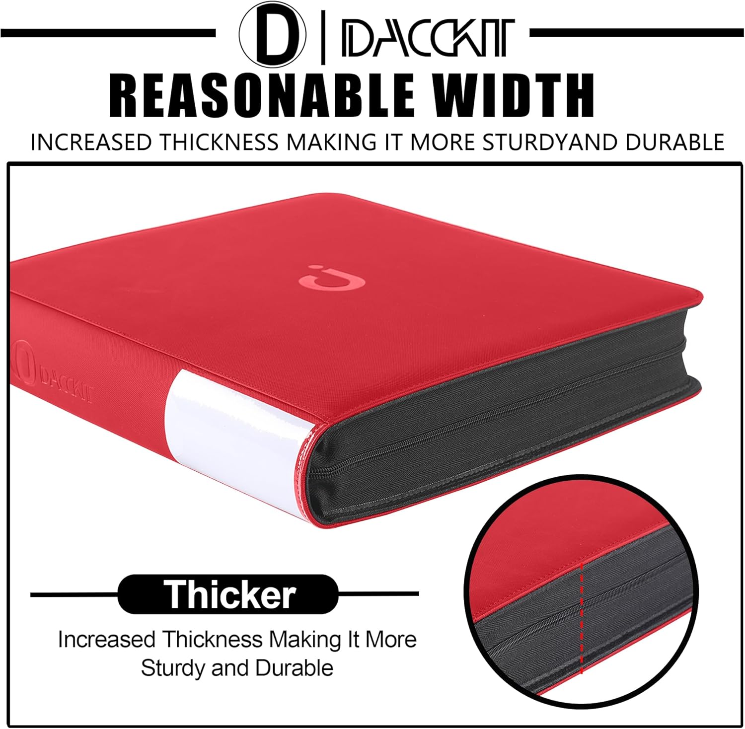 D DACCKIT Top Loader Binder 12 Pocket - Fits 480 Cards，12 Pocket Top Loader Binders for Cards with Sleeves Compatible with 3" X 4" Rigid Card Holders for Trading Cards or Sports Cards - Classic Red