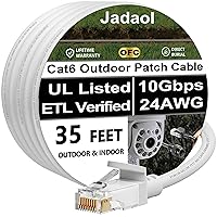 Vista 24 de Cable Ethernet Cat 6 de 50 pies, para exteriores e interiores de 10 Gbps compatible con red Cat7, cables de conexión LAN RJ45 de Internet, cable