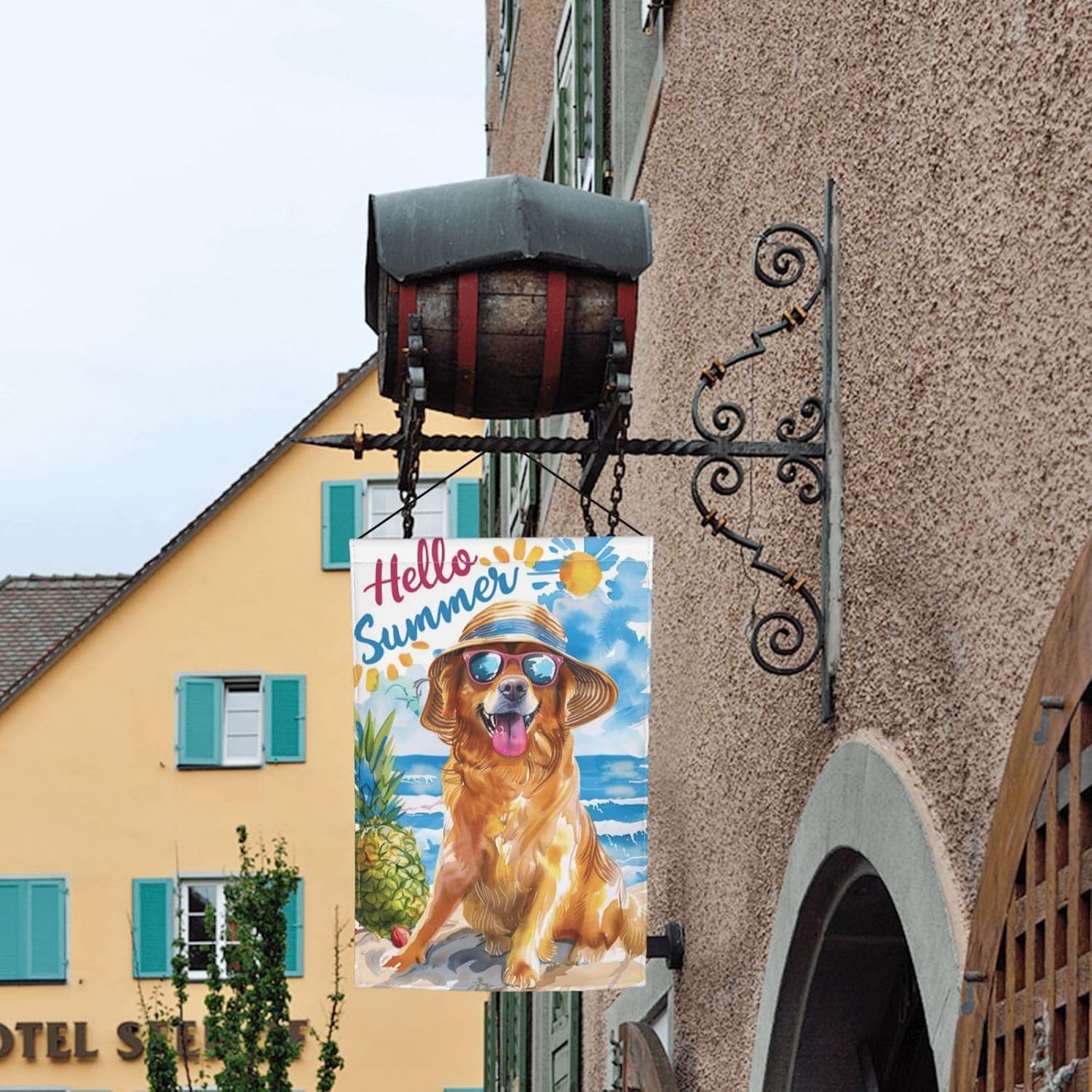 Hello Summer Garden Flag 12x18 Inch Double Sided, Golden Retriever Dog Yard Flag For Outdoor, Summer Seasonal Decors For Farmhouse Holiday Outside - Image 2