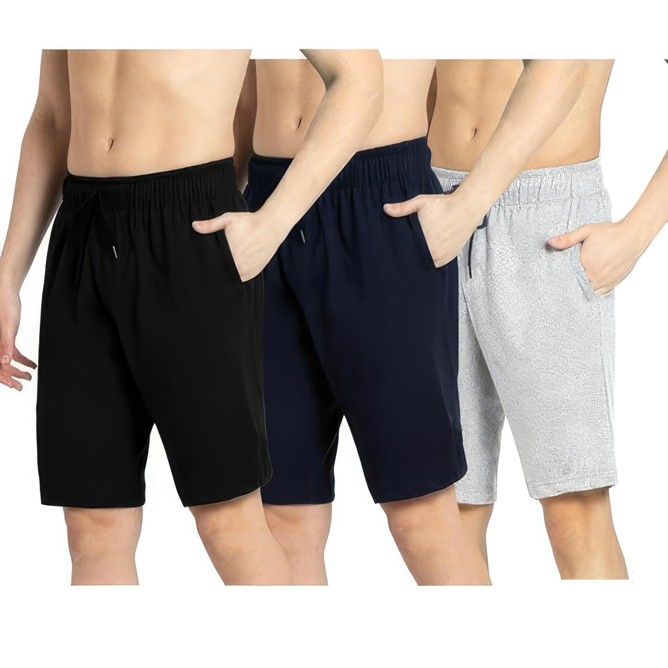 Men's Shorts 100% Cotton Sporty Premium Fleece Shorts Pack of 3