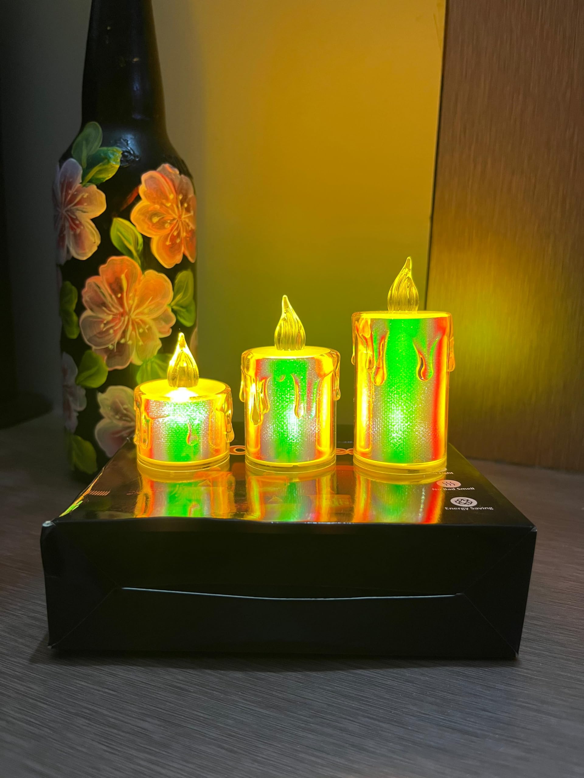 LED Color-Changing Flameless Candles, Set of 3, Battery Operated, Decorative Lighting-image-0