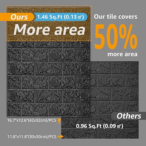 Miniatura 2 de Art3d Panel de pared de espuma de 44 pies cuadrados (paquete de 30), color negro